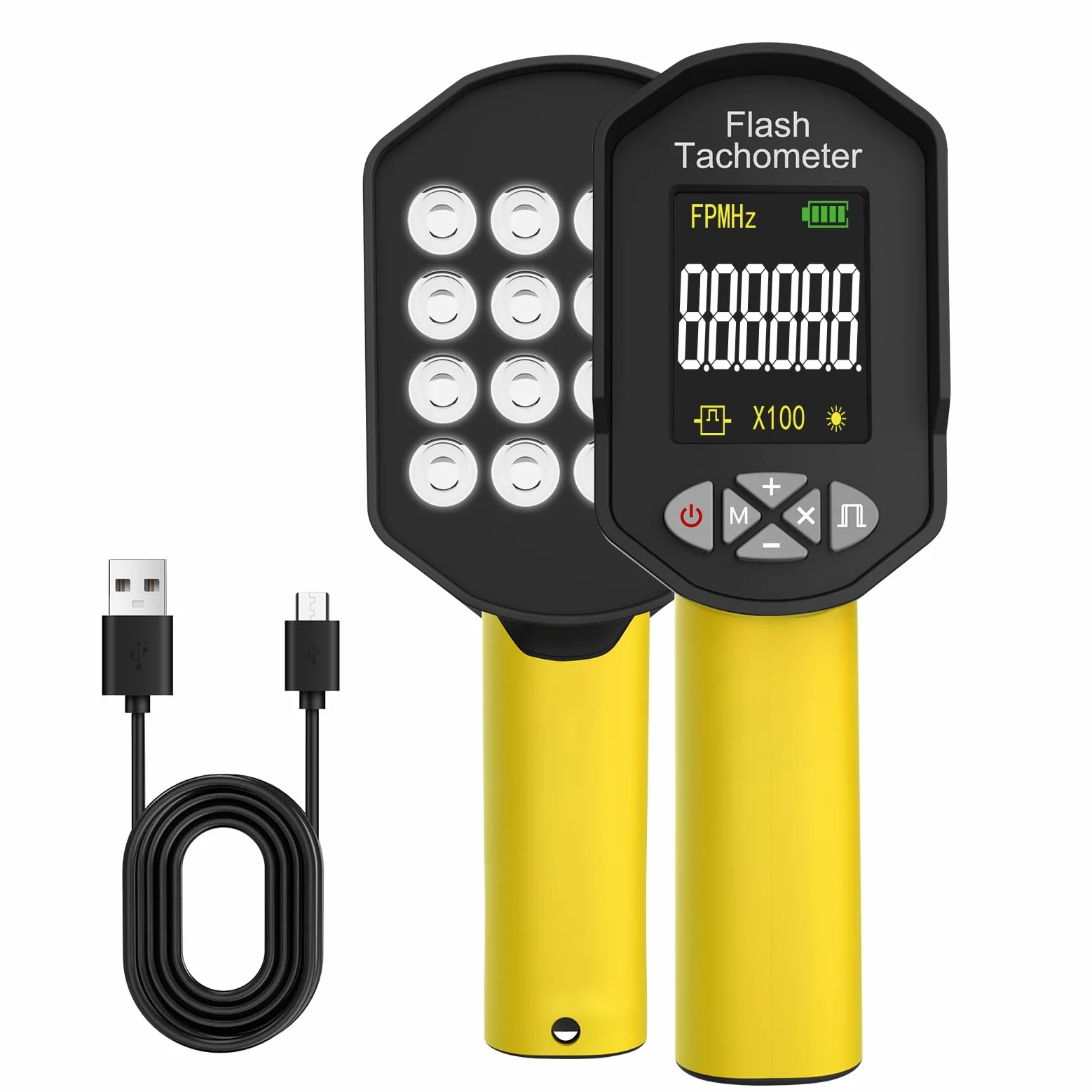 LED estroboscópico digital, tacómetro 60-100000RPM, 16 luces LED ajustable