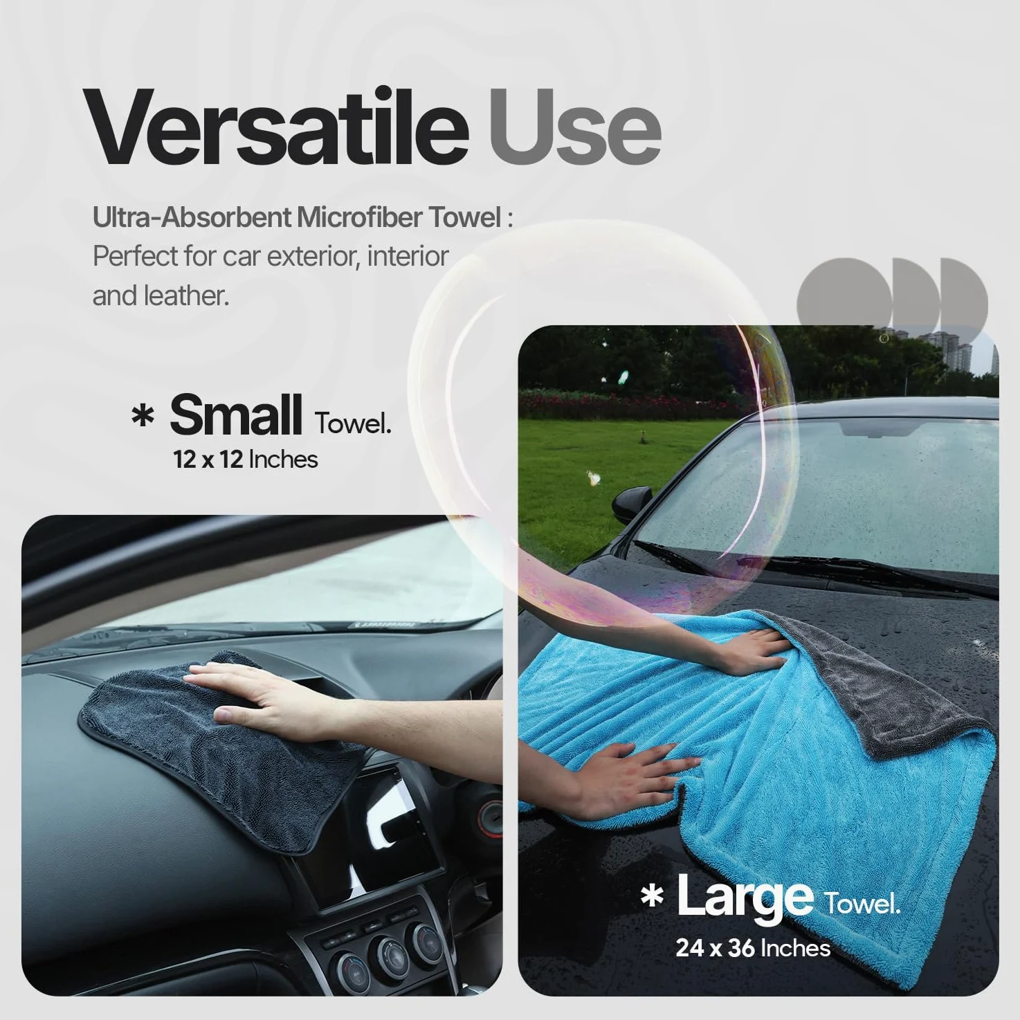 Toallas de microfibra para coches, 1300 g/m², tamaño grande, doble bucle trenzado, 2 piezas, mezcla 70/30, secado rápido, alta absorción, sin bordes, sin rayas, toalla de secado de coche para detalles