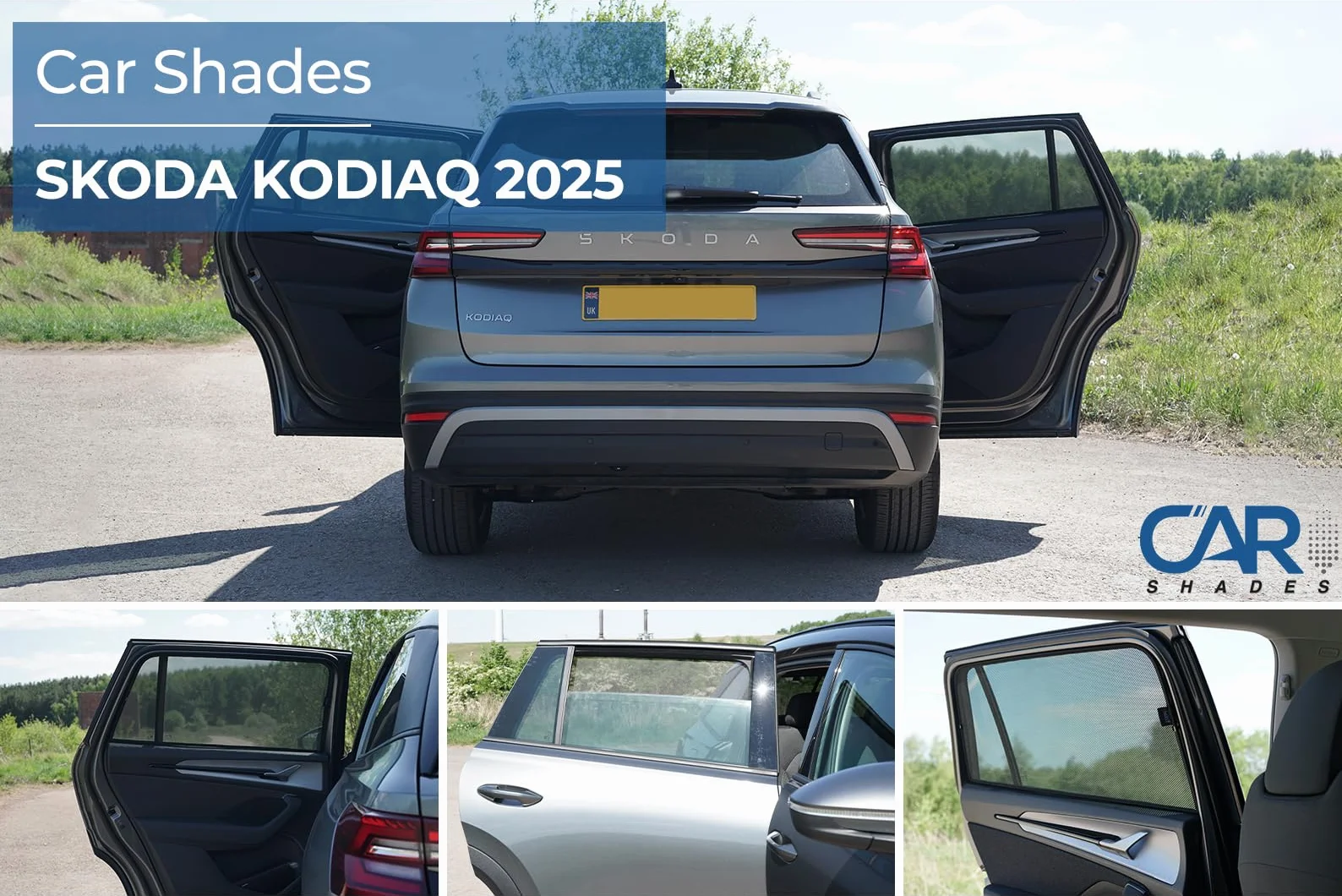 Juego de Car Shades (Puertas traseras) Compatible con Skoda Kodiaq II (PS7) 2024- (2-Partes) cortinillas Parasol a Medida