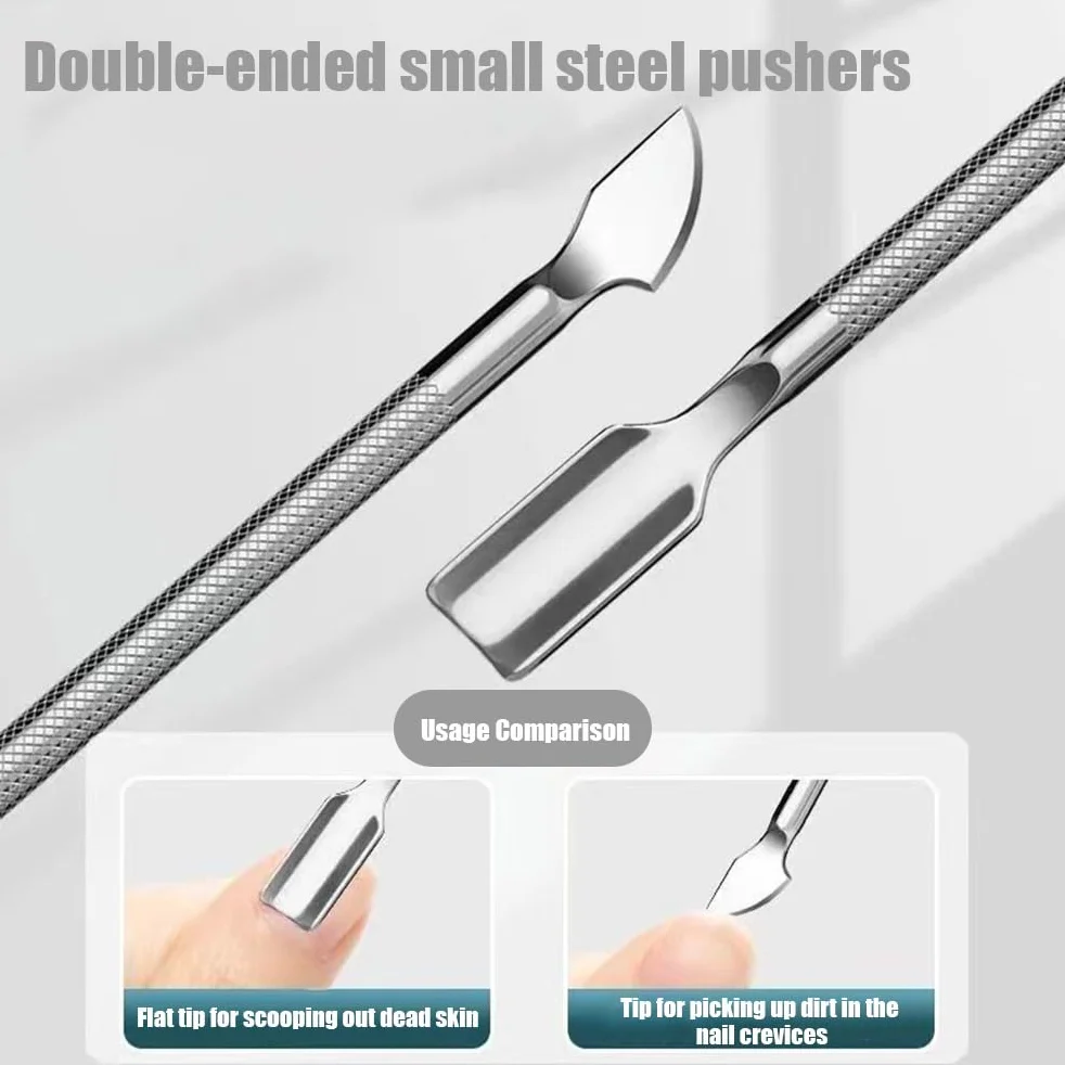 2 Piece Cuticle Nipper and Cuticle Pusher Set, Stainless Steel Cuticle Nippers/Nail Clippers/Trimmers and Scissors for Fingernail/Toenail Trimming