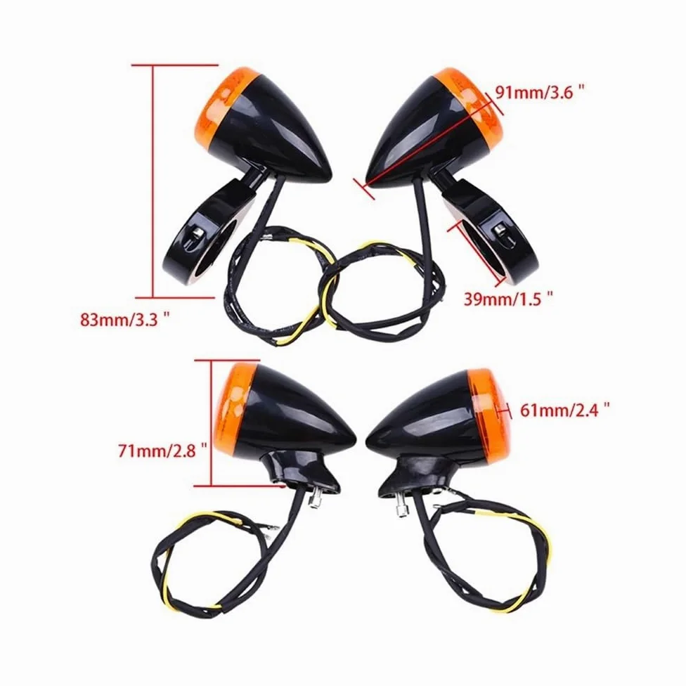 Intermitentes para Moto, 4 Uds LED Motocicleta Señal De Giro Indicador Intermitente Luz Scooter Intermitente Lámpara Se Adapta A La Mayoría De Motos para H&Arley