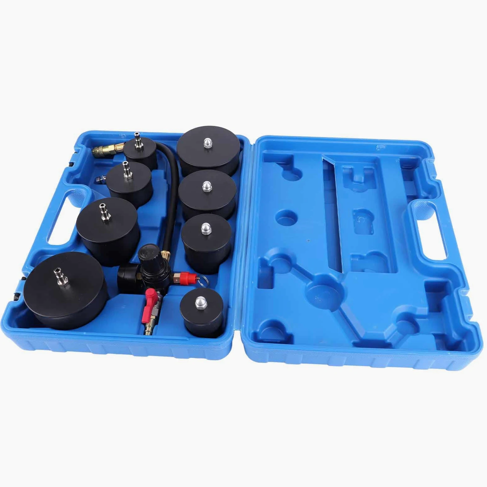 Kit de prueba de fugas de turbo de 9 piezas, probador de fugas de turbocompresor con manómetro, kit de prueba de fugas de presión de aire de 0 6 bar para la mayoría de vehículos