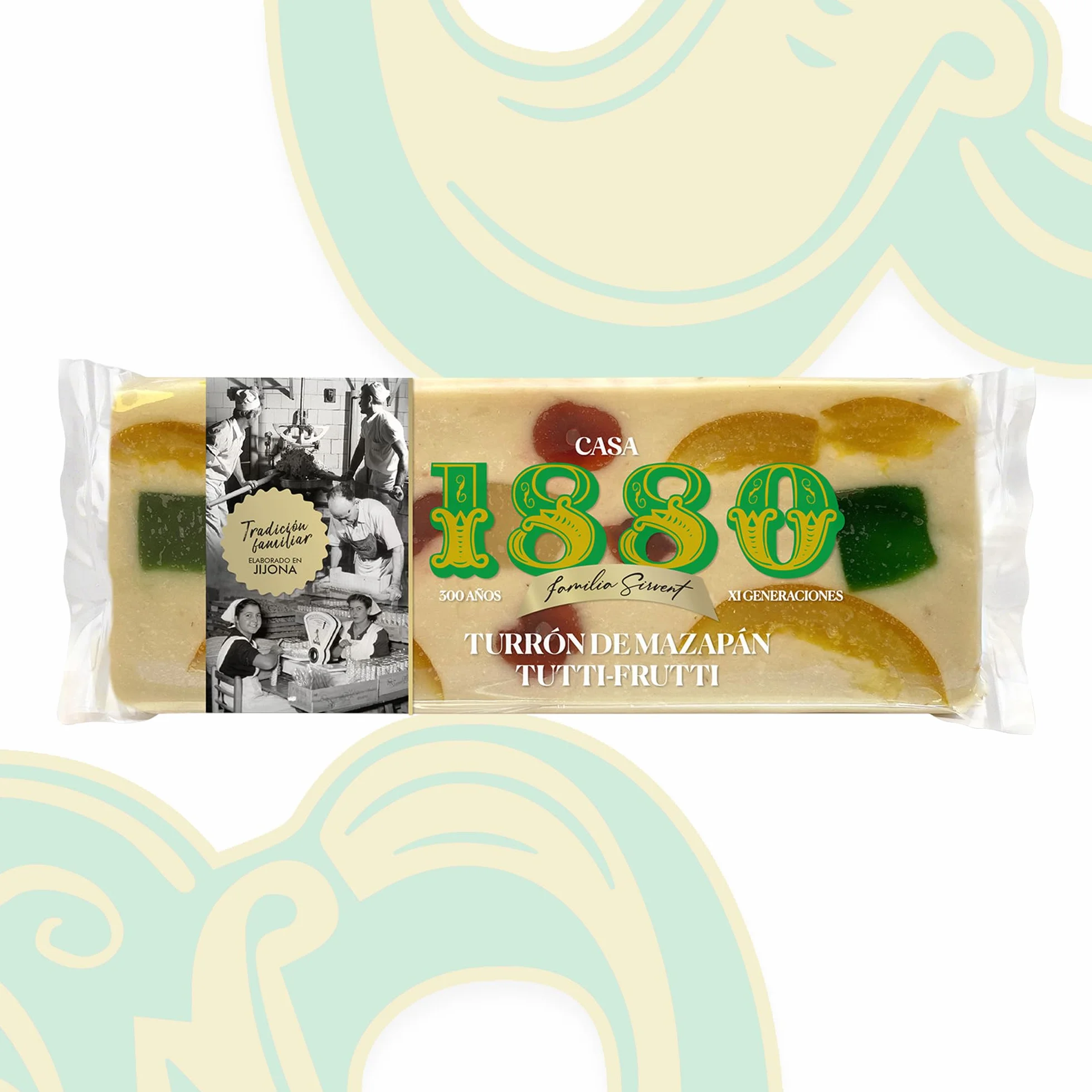 Turrón de Mazapan Tutti-Frutti Rilsan 300g, Tableta con Almendras Seleccionadas, Receta Tradicional, Regalo Navideño