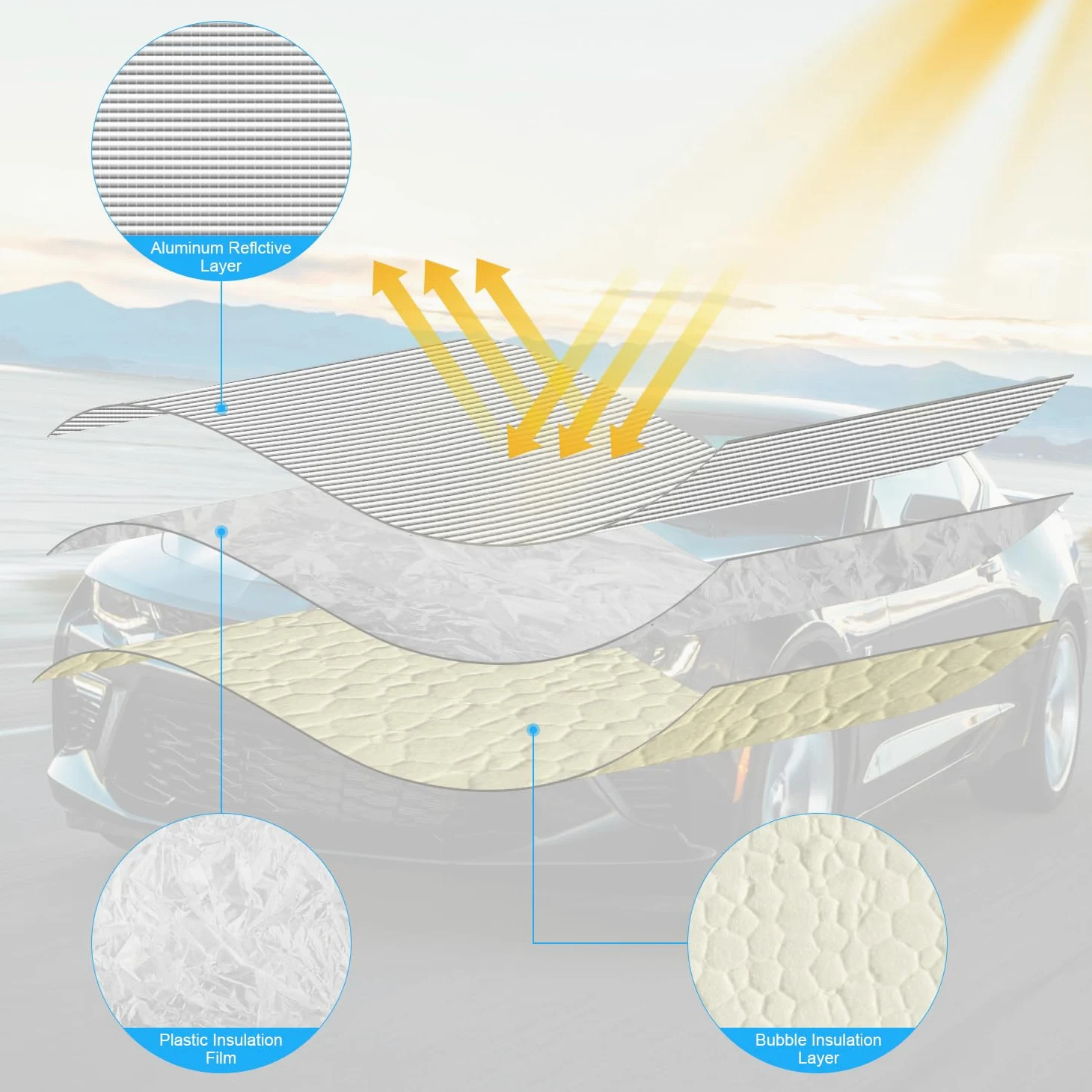 RT-TCZ Parasol Plegable para Parabrisas de Aluminio para Jeep Grand Cherokee 2011-2020
