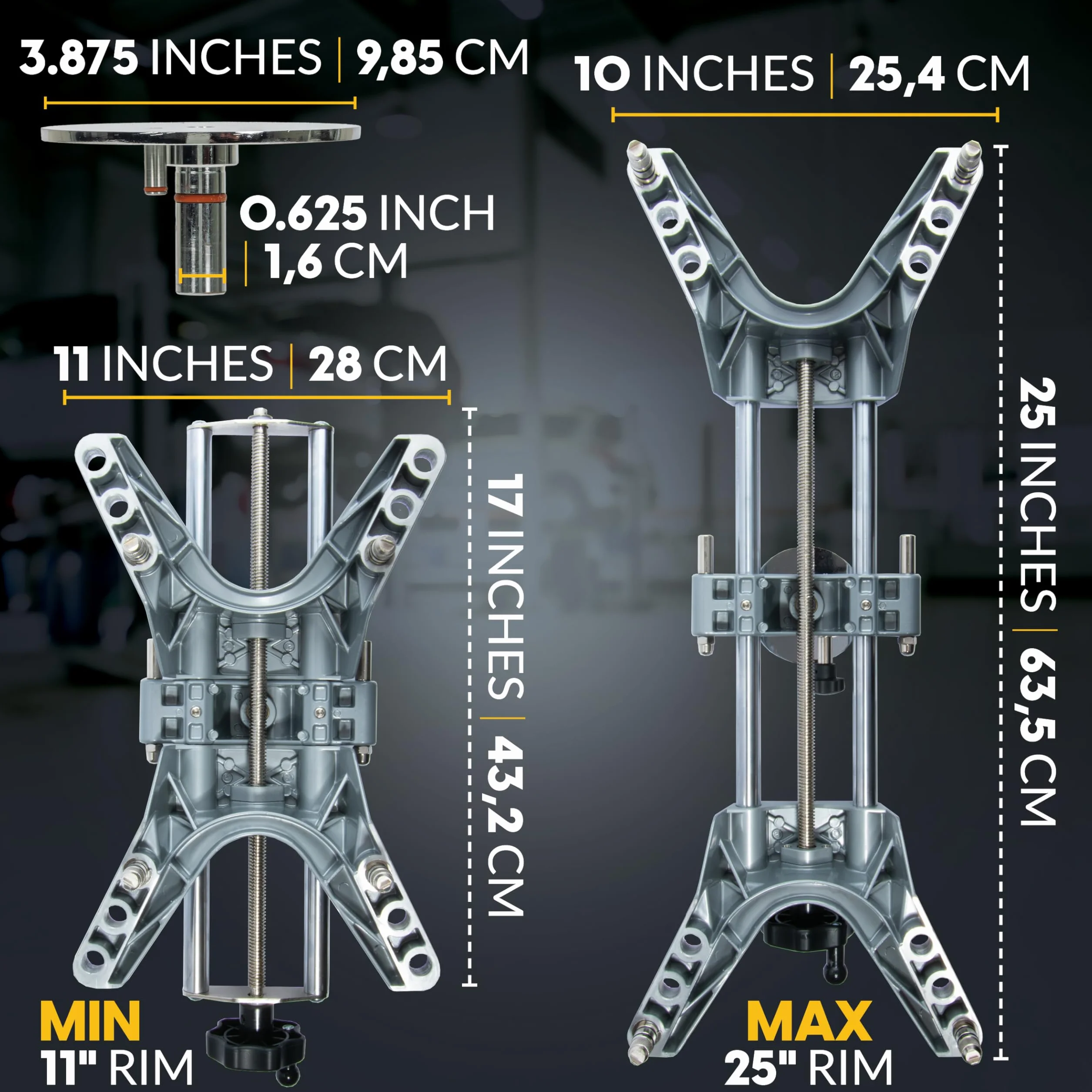 AutoSolo Abrazadera de Rueda para Alineación DIY - Adaptador Magnético Universal para Calibres de Camber - Compatible con Rines 11-25" (2 Unidades)