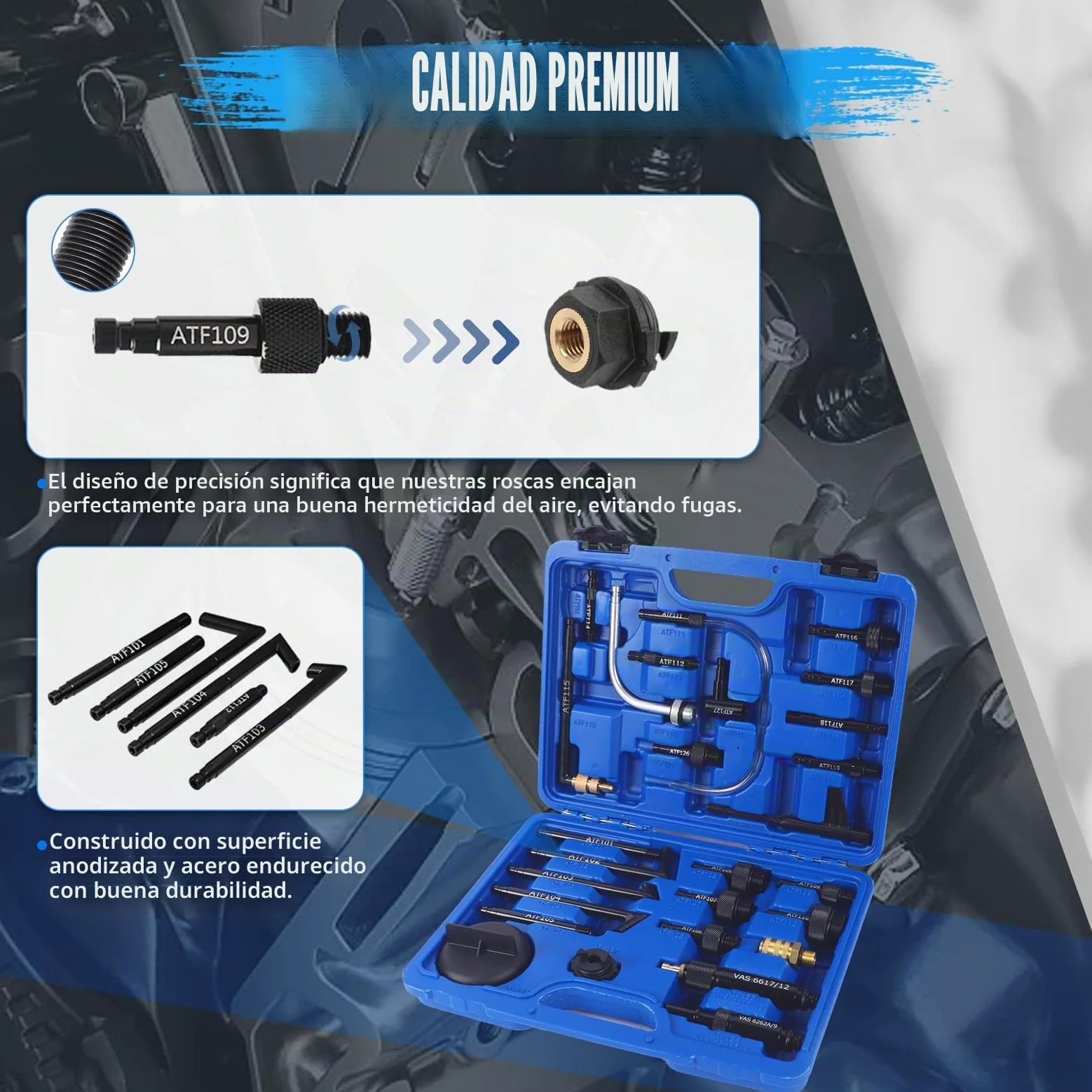 27 Piezas Adaptador ATF de Llenado de Líquido de Transmisión, PARAOUTIL Juego de Adaptadores ATF Automático/Manual Conector Recarga de Líquido Compatible con Mercedes-Benz,con VW, con Ford etc