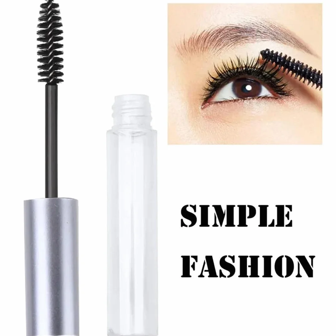 Mascara Recargable Botella Vacía con Cepillo y Contenedor 10ml Plata (5 Unidades)