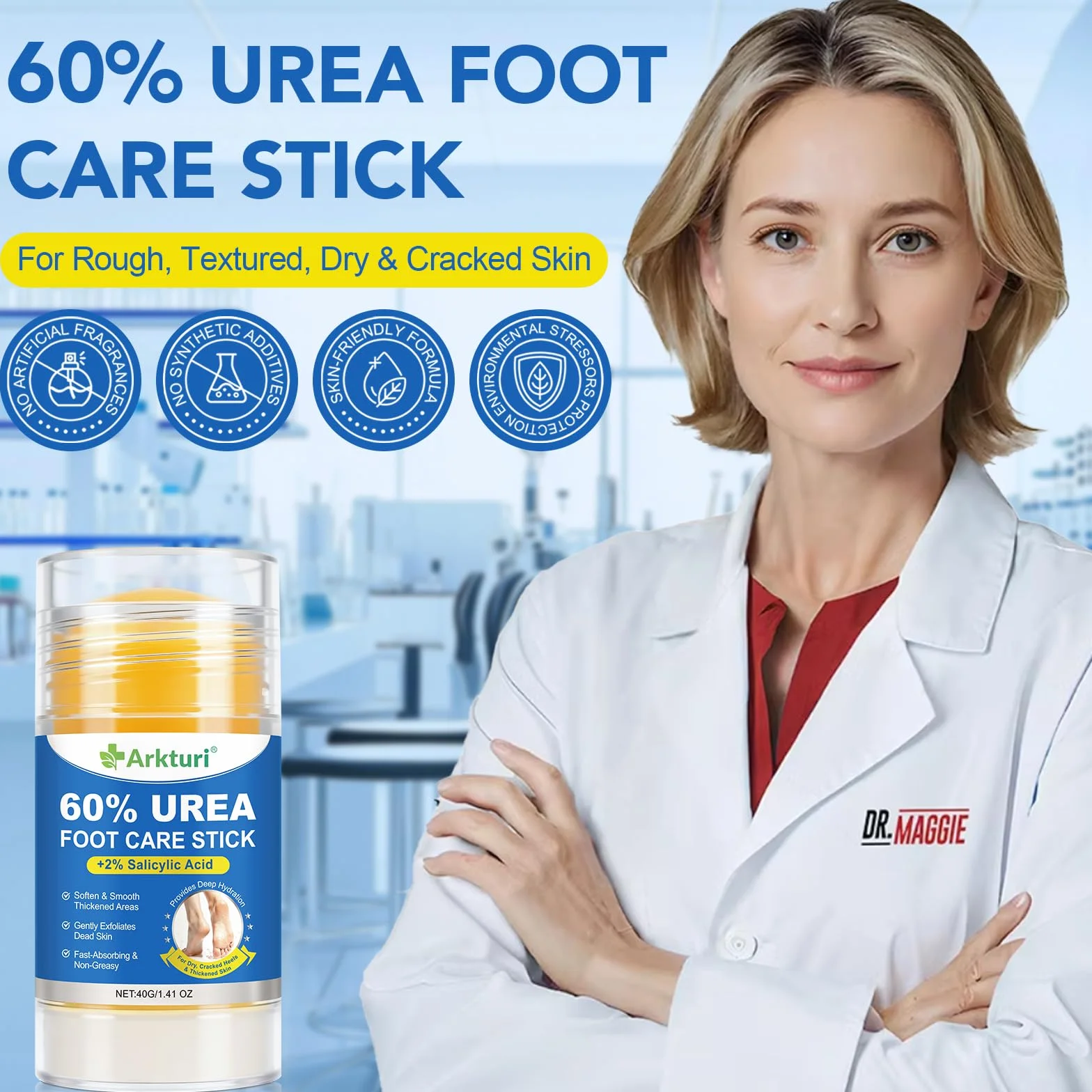 Crema de Urea para Pies 80g 60% Reparador Intensivo para Talones Agrietados