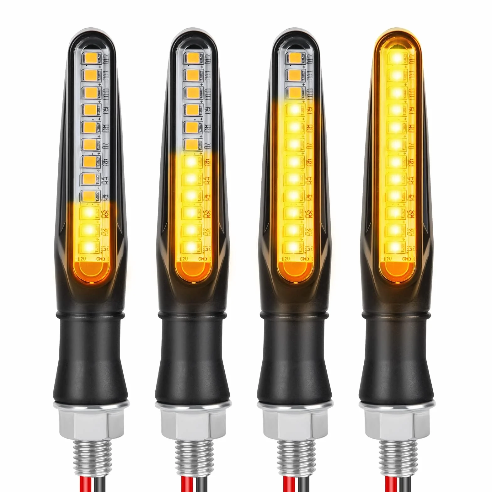 URAQT 4 indicadores de motocicleta, modo de flujo intermitente, luces indicadores de torneado de motocicleta, 12 V 12 LED universales impermeables para Scooter Quad Cruiser Off Road