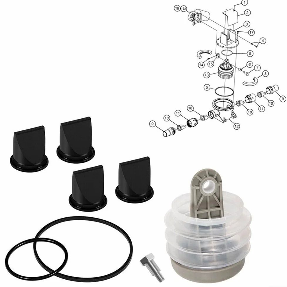 Kit de fuelle de bomba 385230980 y kit de válvula de de pato 385310076 de 1-1/2 pulgadas y kit de junta tórica 385310151 de repuesto para kit de bomba de vacío para Dometic S, T, J, VHT y VG