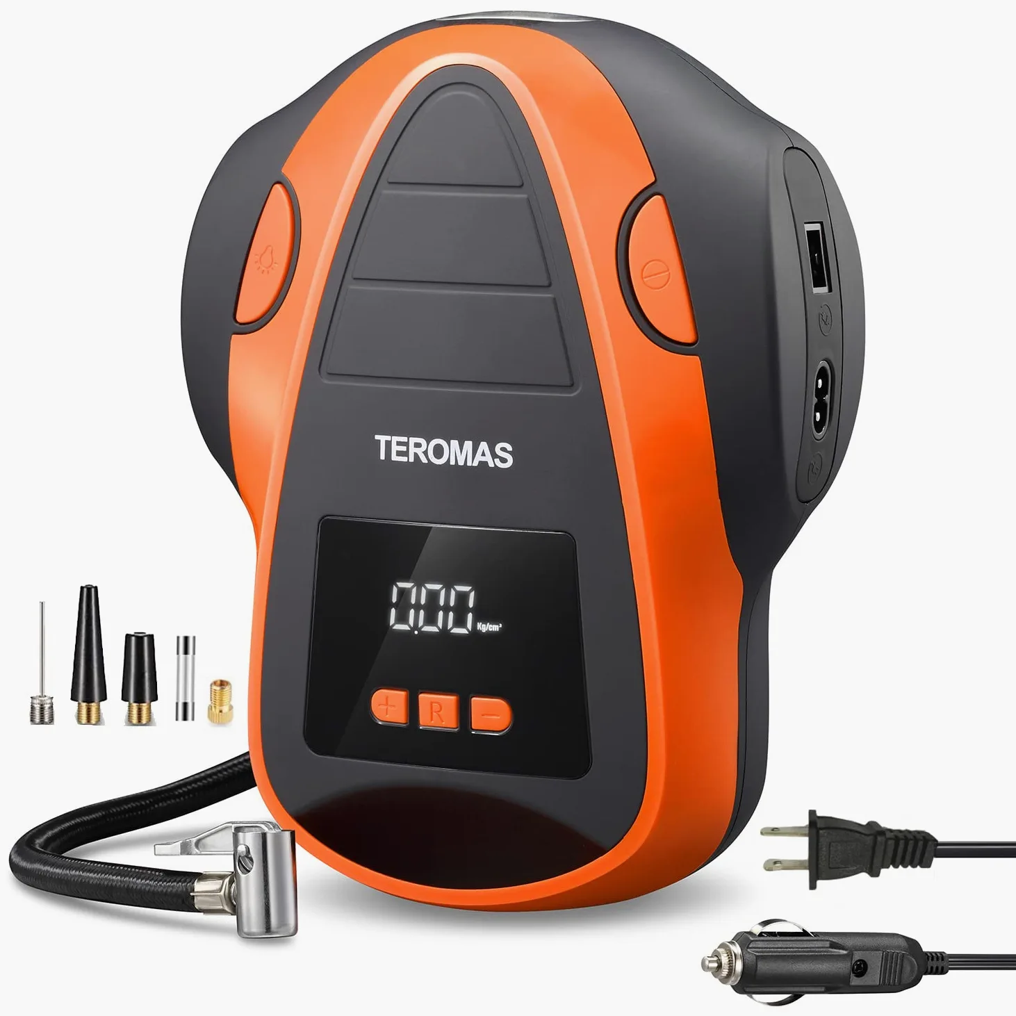 Tire Inflator Portable Air Compressor, Air Pump DC/AC for Car Tires 12V DC and Other Inflatables at Home 110V AC, Digital Electric Tire Pump with Pressure Gauge(Orange)