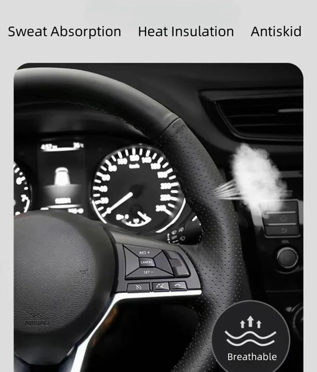 Tapa del Cubo del Volante Funda para Volante de Coche de Cuero de Microfibra Perforada Trenzada con Agujas e Hilos para Accord 7.ª generación 2003-2007 para Odyssey (Negro)