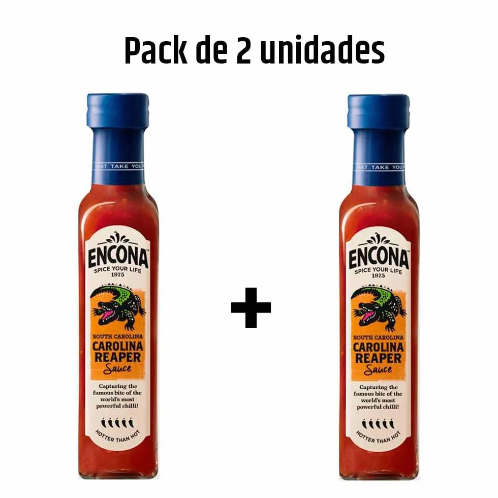 Salsa picante extrema Carolina Reaper 8% pack 2 botellas 142 ml para tacos hamburguesas pizza