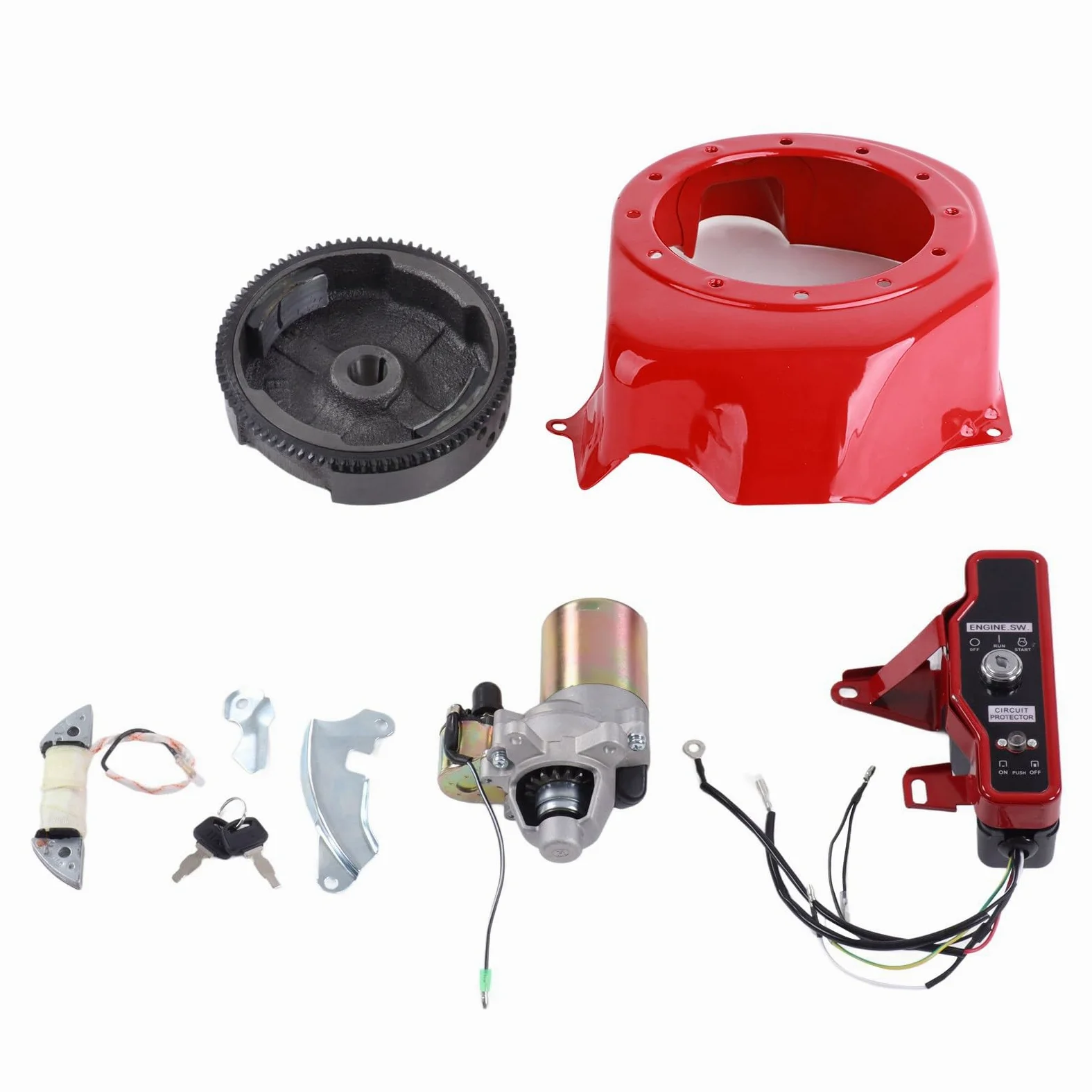Kit de arranque eléctrico GX160 2KW 3KW Incluye motor con volante de inercia, cubierta grande eléctrica, compatible con generadores de gasolina 168F 170F