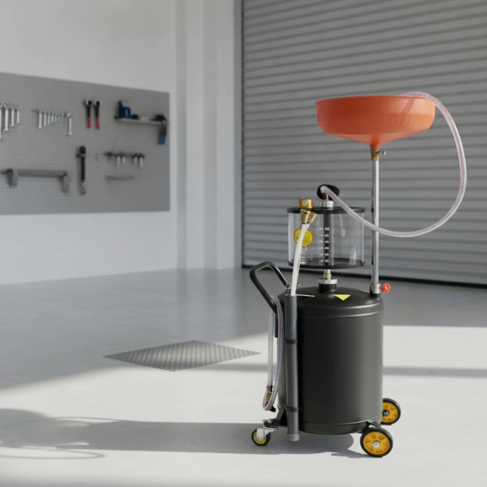 MagiDeal Extractor de Aceite Automotriz para Servicio y Succione Tanque de Gran Capacidad Visor de Control Desplazamiento Ágil Adecuado para y Mantenimiento