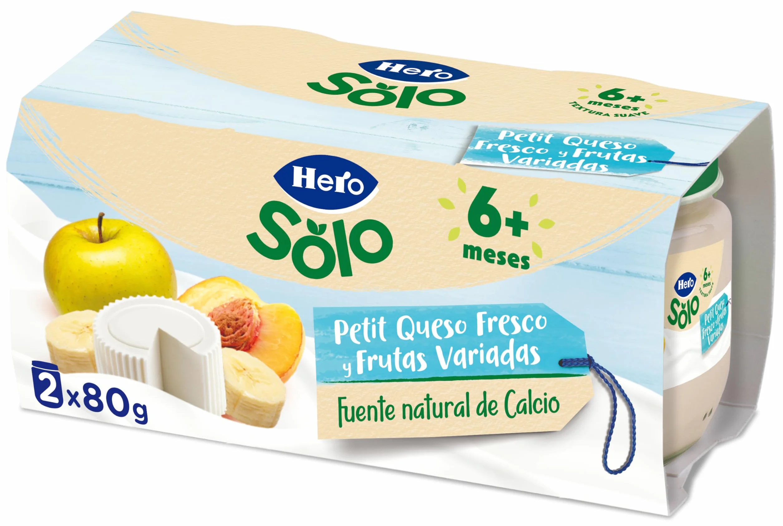 Hero Baby Petit Tarritos de Queso con Fruta Variada, Pack 2x80gr