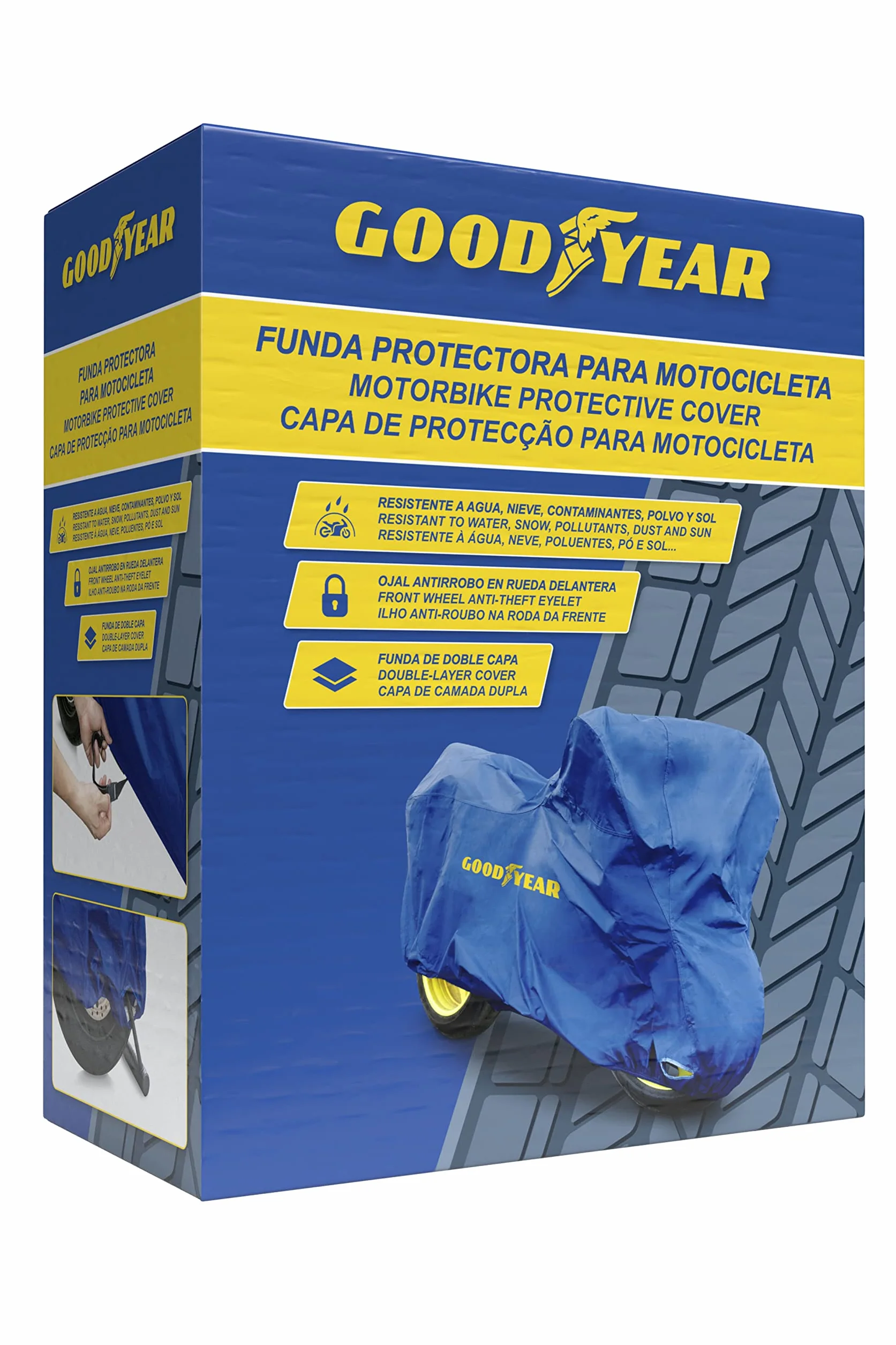 Goodyear Funda Protectora para Moto Talla L Doble Capa con Ojal de Seguridad
