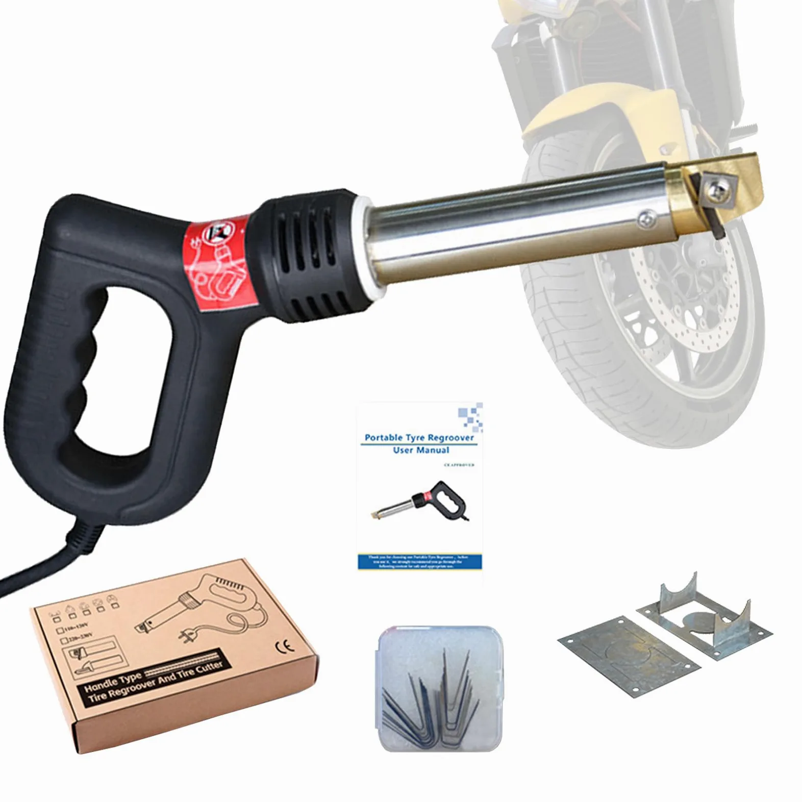 Herramienta eléctrica para ranurar neumáticos de Motocicleta, máquina portátil de 300 W con 10 Cuchillas para neumáticos de Furgonetas y Camiones, ranuradora de neumáticos
