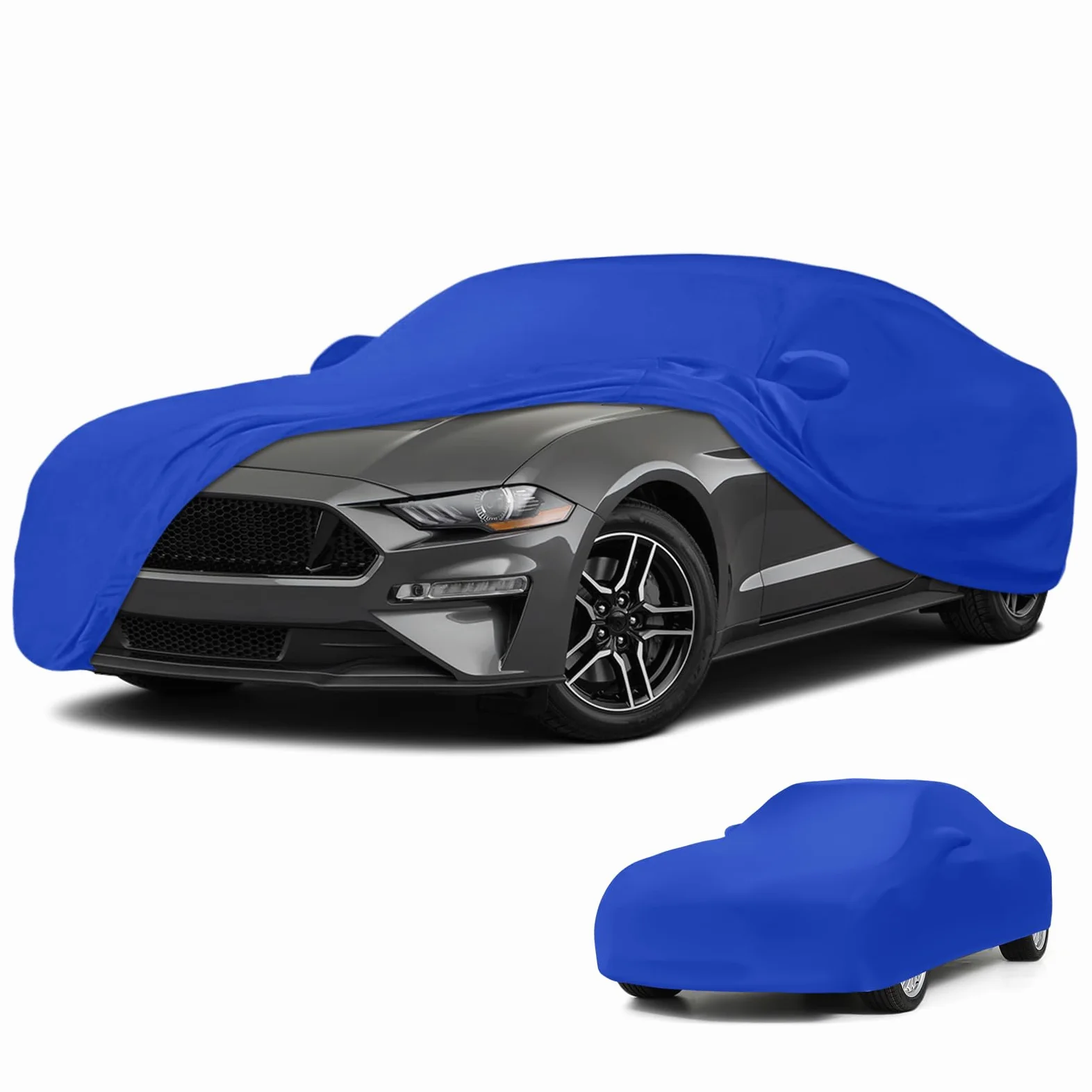Funda Coche Interior para Coche Ford Mustang 2005-2026, Azul Funda para Coche Cubierta Cubre Coches, Lona elástica, Protectora al Polvo, Transpirable
