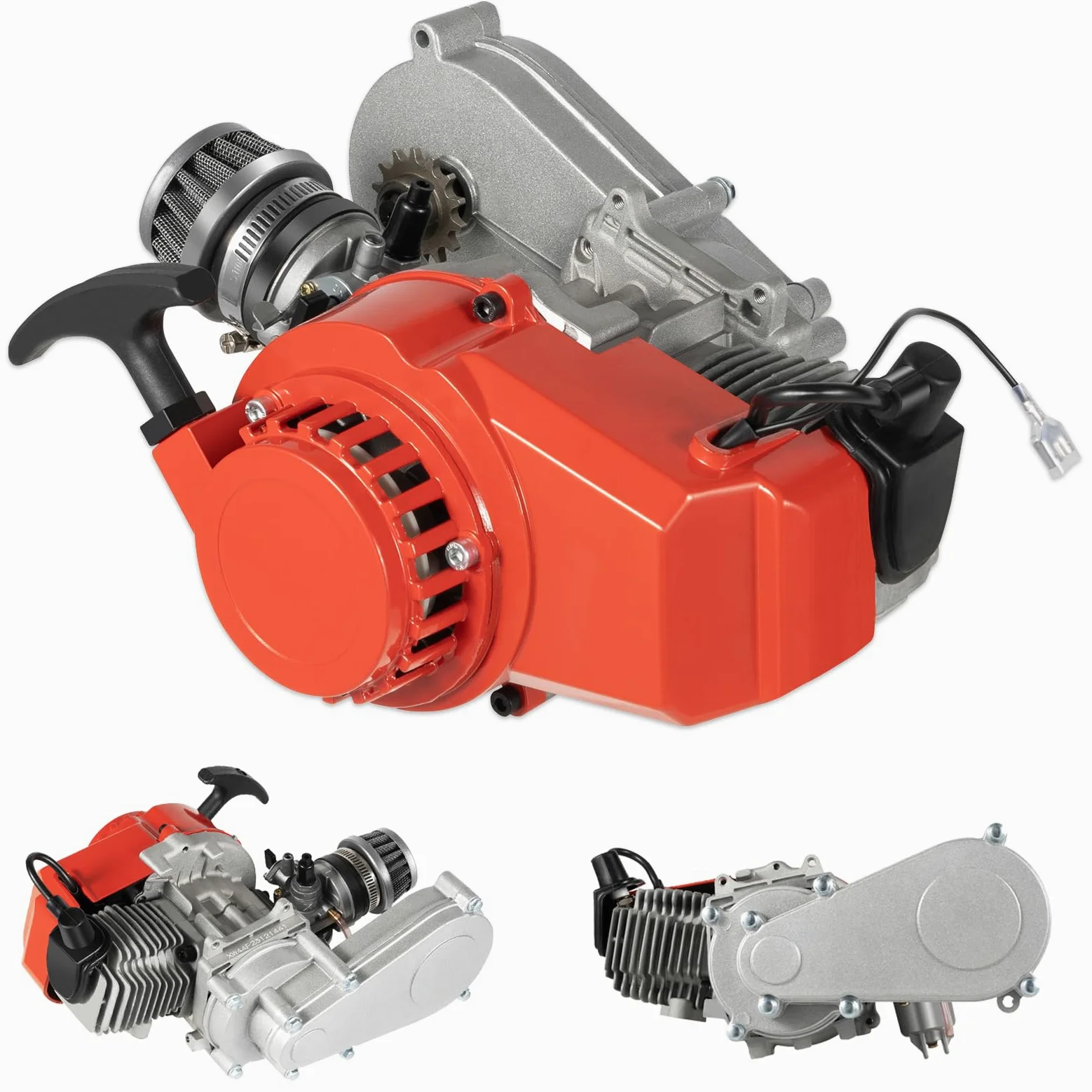 DIFU Actualización de 49 cc Pocket Bike Motor de 2 tiempos Mini Motor Go Kart Motor de gasolina Dirt Bike Motor Beach Bike ATV Motor 3PS Motor 2024 Versión 2024
