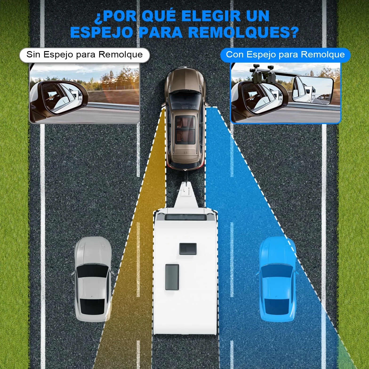 SUPAREE Espejos Caravana Coche Retrovisores Caravana Coche Espejo Retrovisor caravana coche para Remolque Furgoneta Camion Tractor Universal 2 Unidades