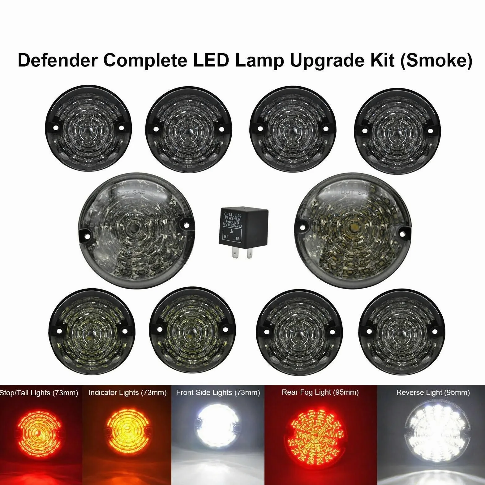 Antiniebla 10 Luces Antiniebla Delanteras Y Traseras Con Luz De Marcha Atrás LED Ahumada Para Land Para Rover Para Defender 90/110 Para Range Para County