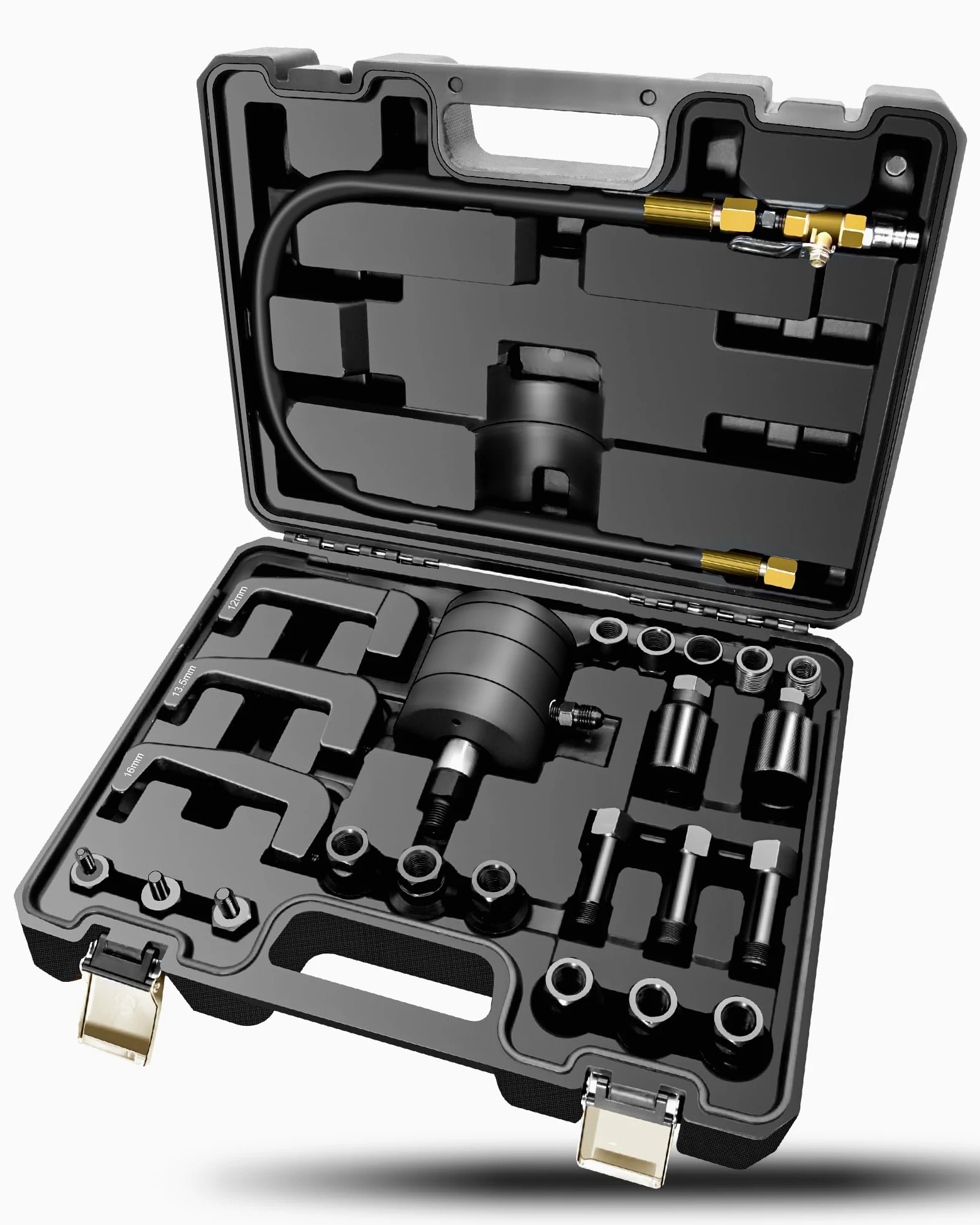RUIZHI 24pc Extractor Neumático de Boquillas de Inyección - Herramienta de Extracción para Boquillas de Inyección, Inyector de Combustible Diésel, para Bosch Delphi Denso Siemen, con 19 Adaptadores