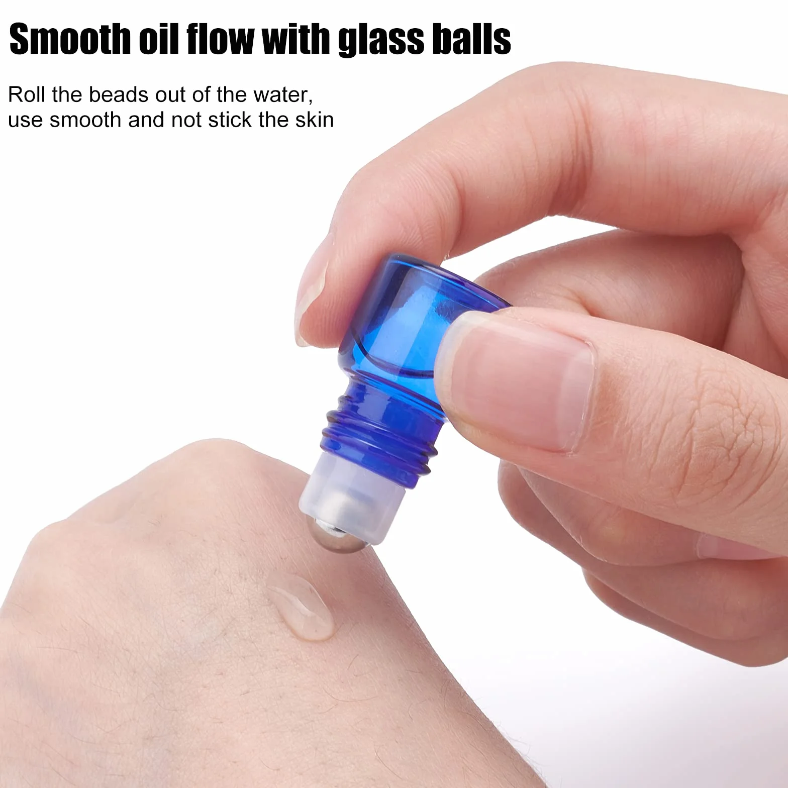 BENECREAT 30 Pack 1ml Azul Botellas Roll-on de Vidrio con Bolas de Rodillos de Acero Inoxidable para Aceites Esenciales