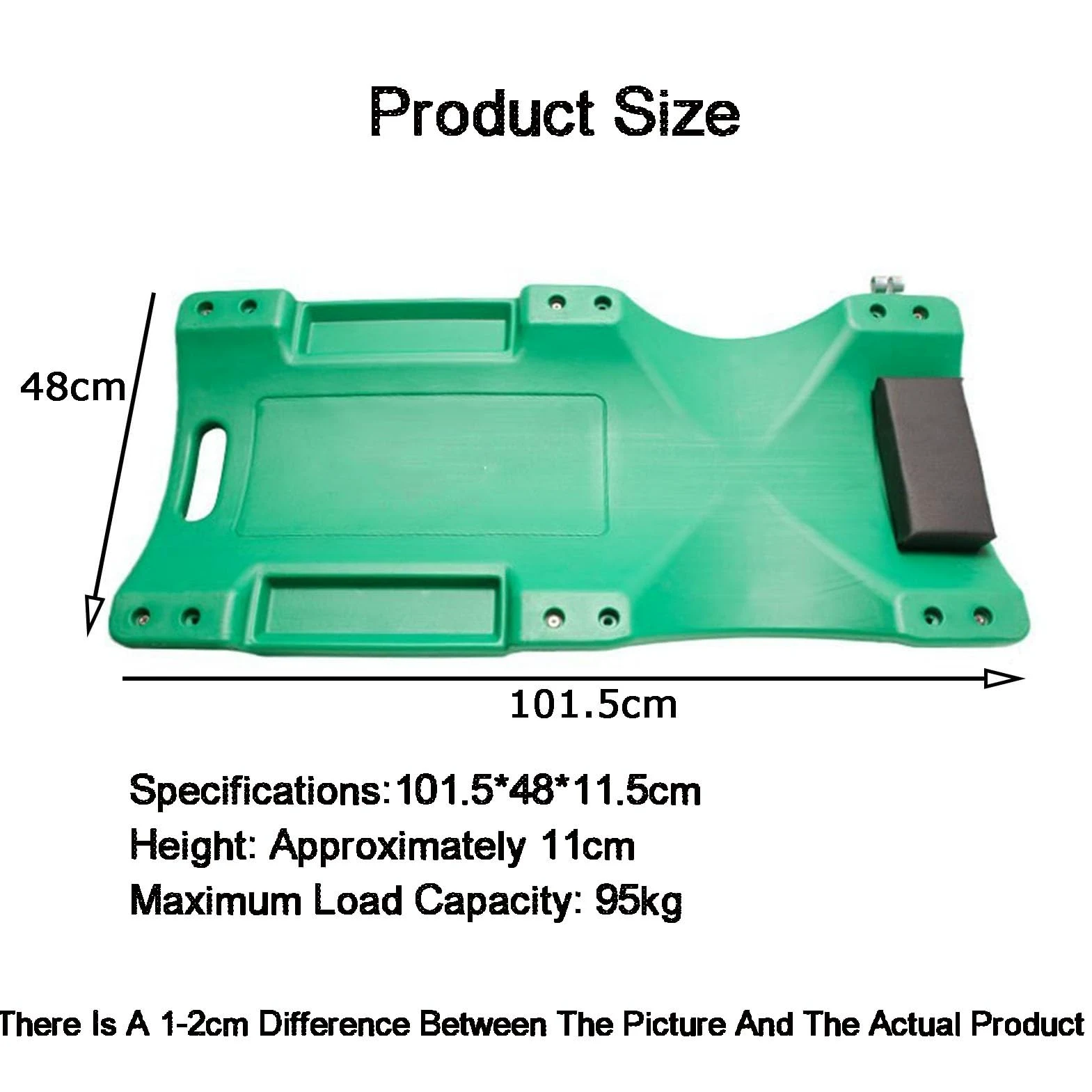 Genérico Carro Mecánico De Reparación De Automóviles con Ruedas De Plástico,Enredadera Mecánica con Bandejas Magnéticas,para Mantenimiento Automotriz(Green,48x101.5cm)
