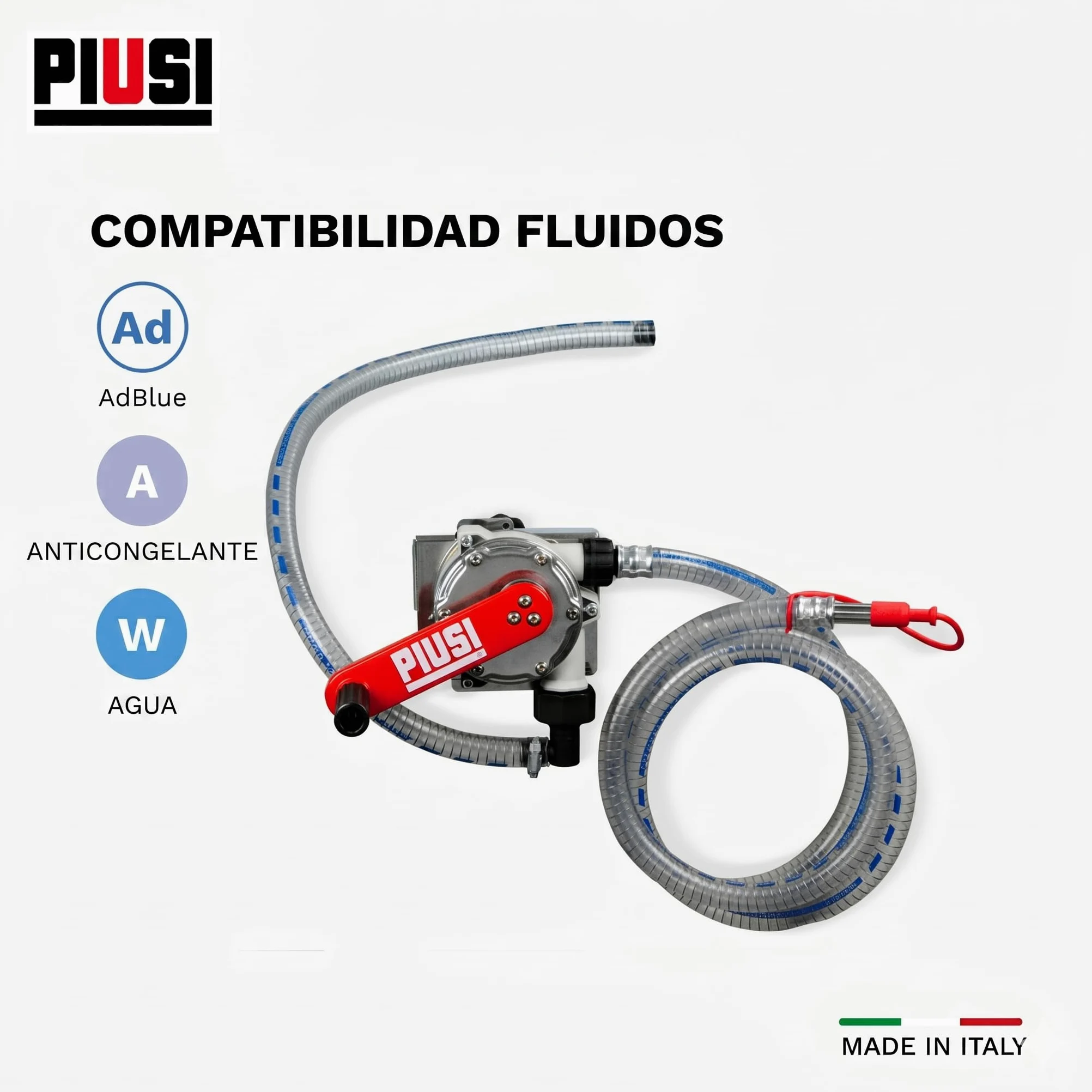 PIUSI Bomba de Mano para Transferencia de AdBlue/Urea/DEF, Agua y Anticongelante con Soporte para Tanque IBC, Capacidad 38 litros por 100 giros | Bomba de Mano Piusi IBC F00332B0A | Producto técnico para repostar y trasvase de solución AdBlue