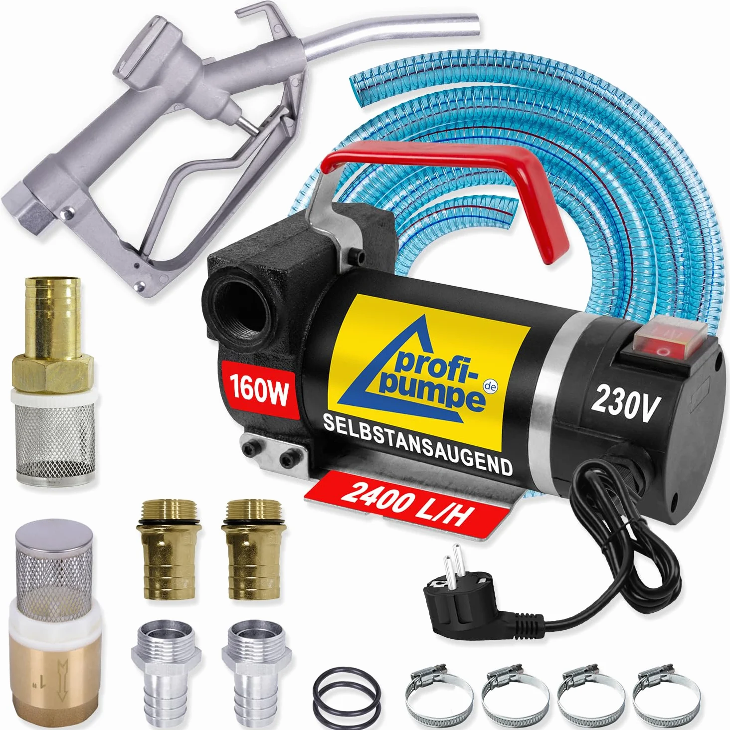 BOMBA DIESEL - BOMBA DE TRANSFERENCIA - BOMBA COMBUSTIBLE - BOMBA SUCCIÓN DIESEL "STAR 160-4" kit completo con manguera de 6m, pistola de aluminio y accesorios de calidad - BOMBA TRASVASE GASOIL 230V