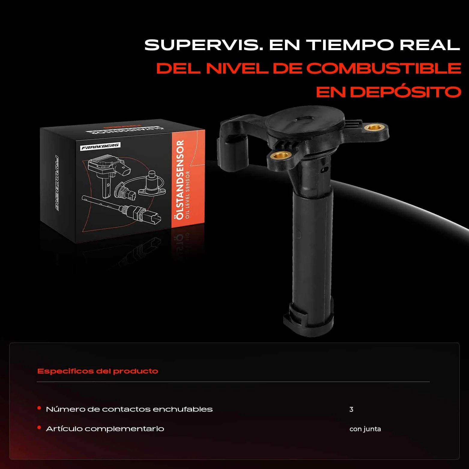 Frankberg Sensor de nivel de aceite de 3 Polos y 12 V para gasolina/diésel | V30720219; Compatible con: Autobús Vito W639, Viano W639, Sprinter 4-T Caja B904, Sprinter 35-T Caja B906