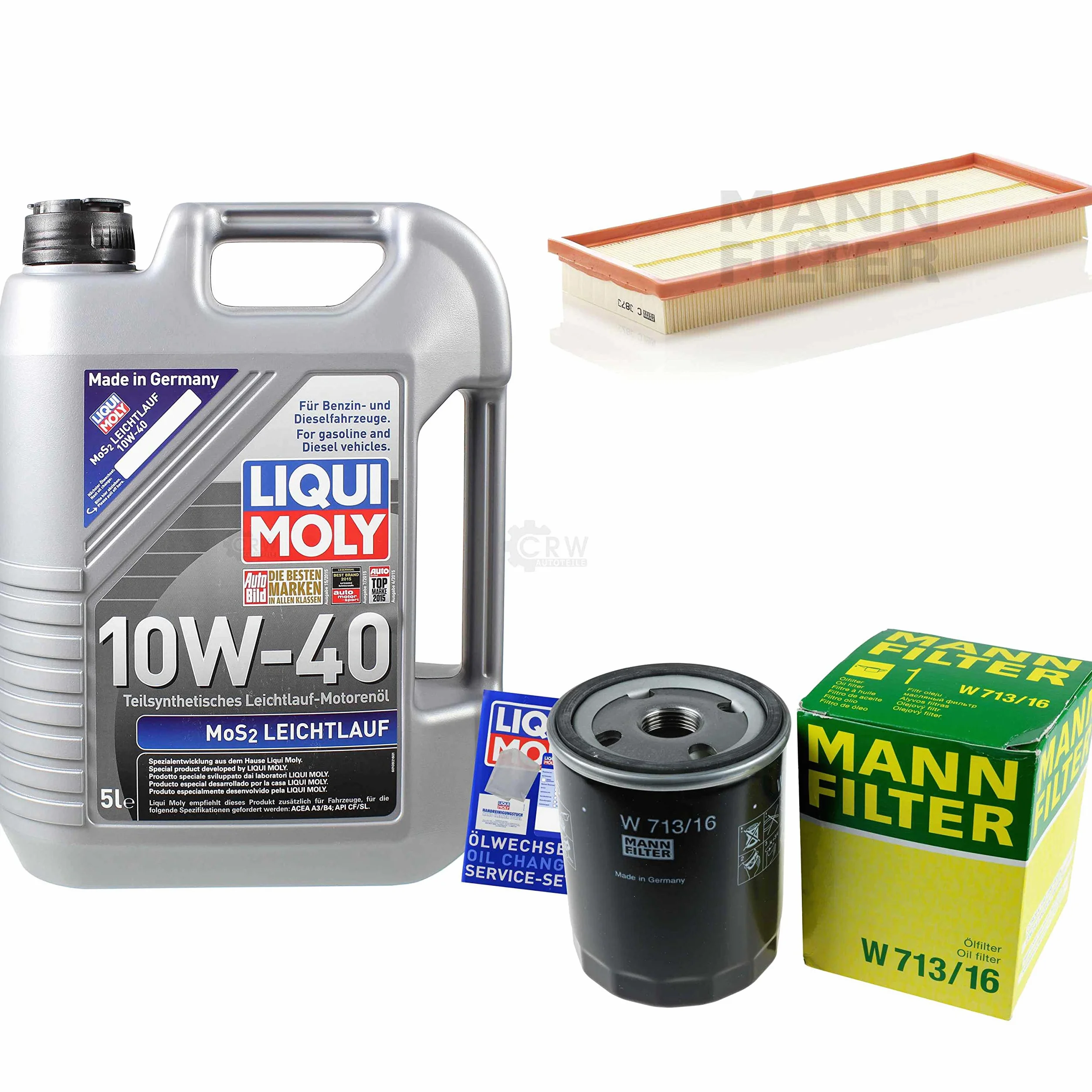 Juego de filtros de 5 litros de aceite de motor MoS2 de marcha suave, 10 W-40, filtro de aire, filtro de aceite