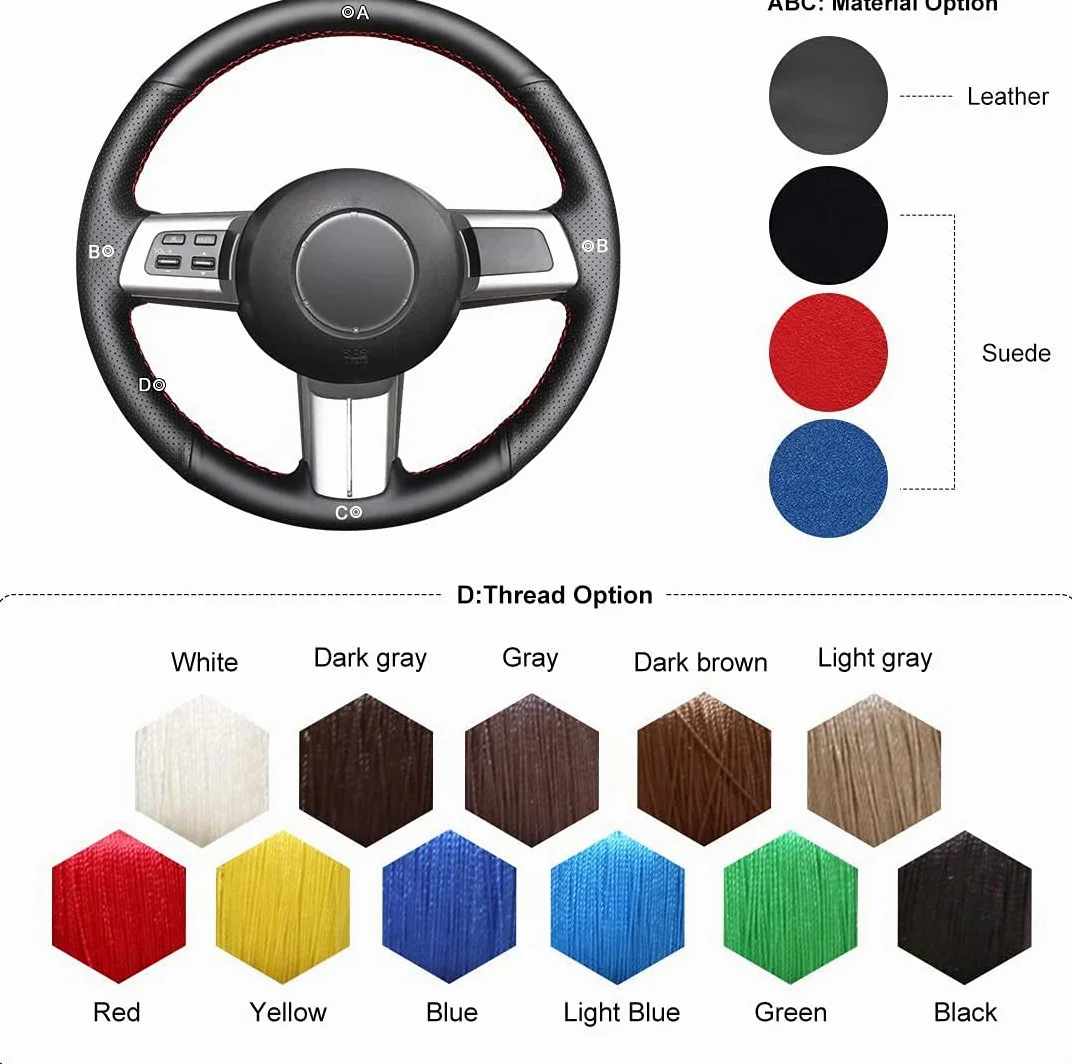 Funda de Volante de Cuero Genuino Cosida a Mano para Mazda MX-5 2016 2017 2018 2019. Interiores automotrices. Funda para Volante.