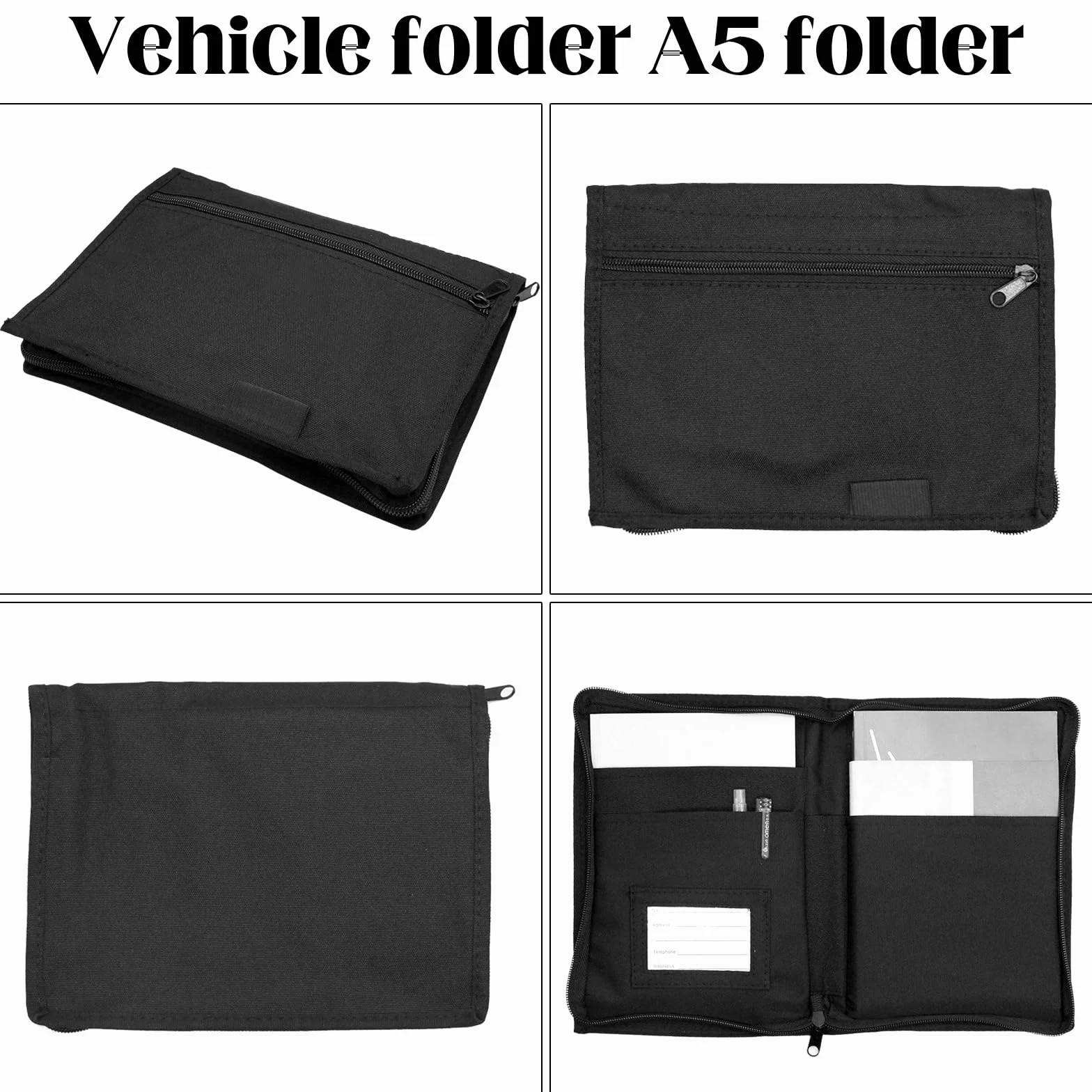 WiDream Carpeta De Coche, Organizador De Guantera, Bolsa De Almacenamiento Para Guantera De Coche, Funda Para Documentos De Vehículoscon Múltiples Compartimentos