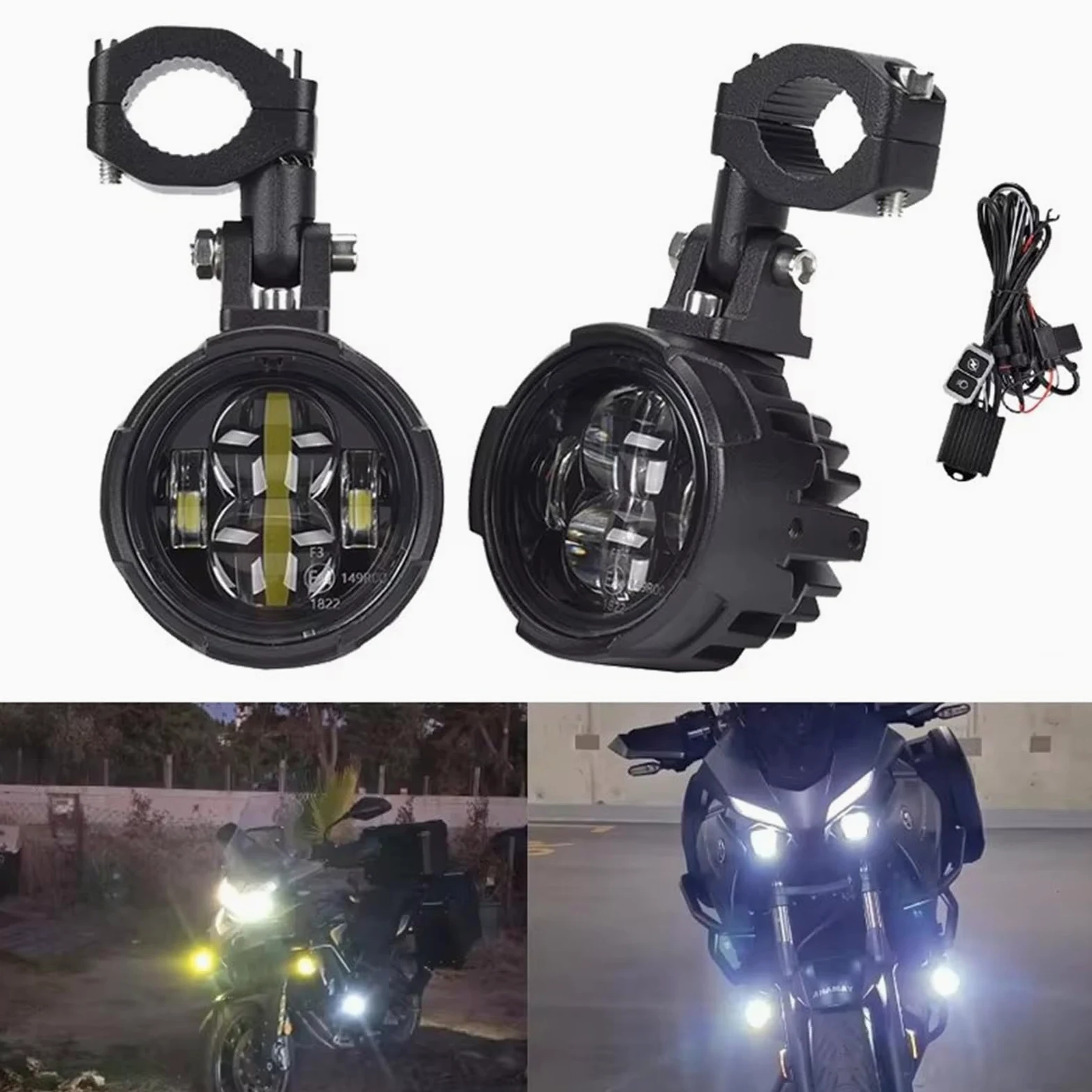Genérico Motocicleta Delanteros para CRF1100L para CRF 1100L, Foco LED De Doble Color para Motocicleta, Faros Antiniebla, Luces Auxiliares