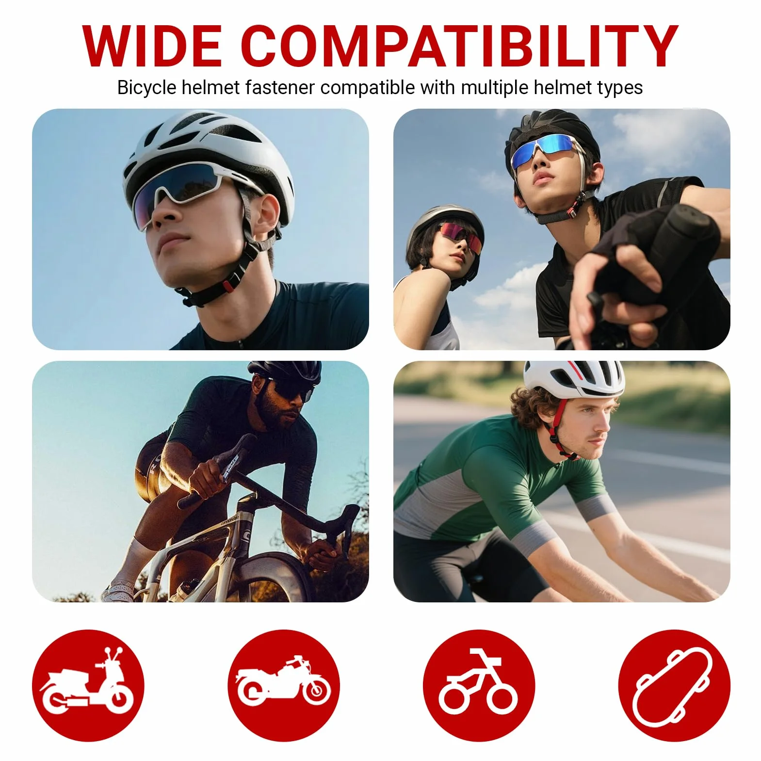 4 Juego de Clips de Barbilla de Casco,Cierres para Casco de Bicicleta, Clip de Barbilla, Cierre de Conector,Compatible con Casco de Bicicleta Y Casco Abus