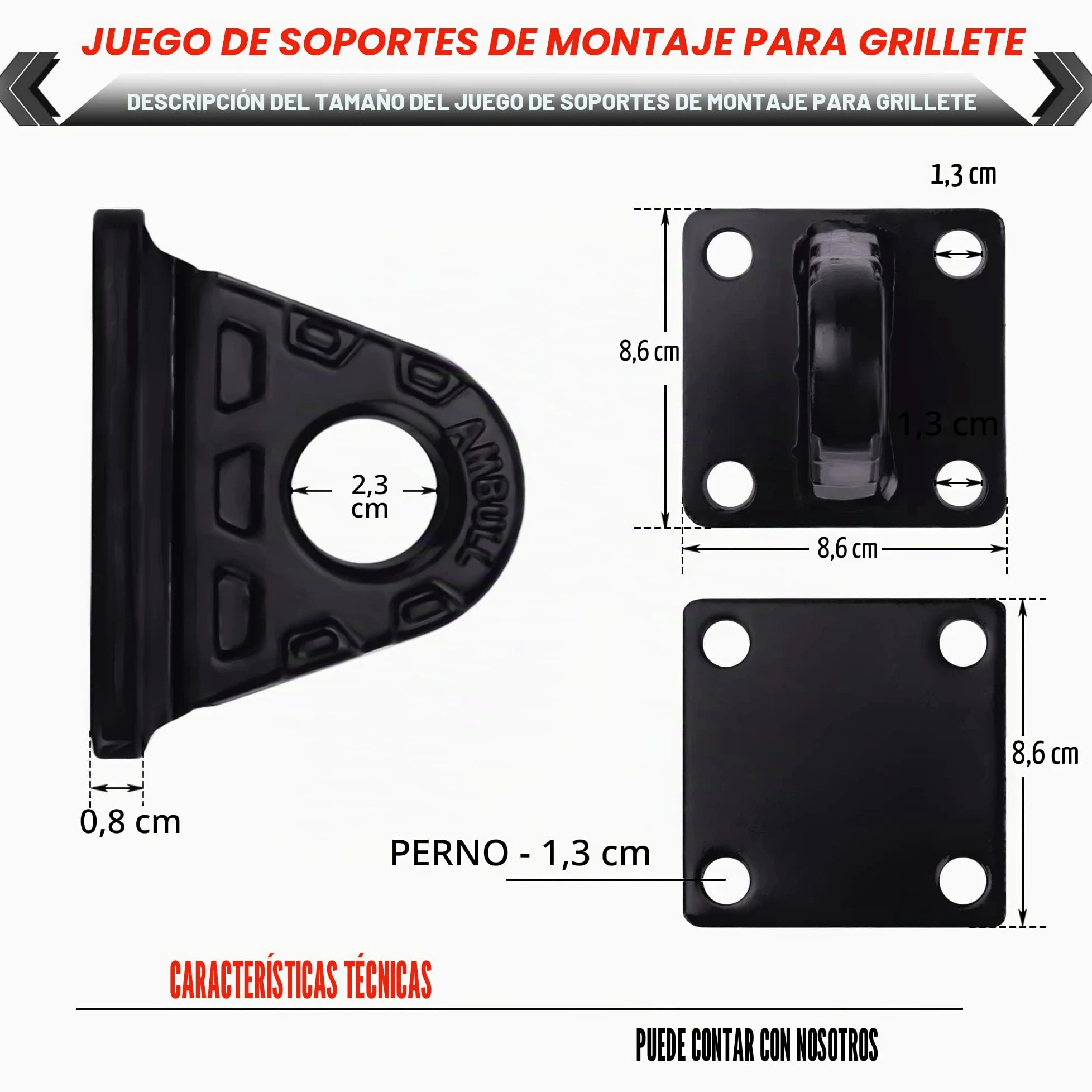 Paquete de 2 grilletes de Anillo en D con Placa Trasera, Soporte de grillete de Parachoques de Montaje de Horquilla de 5 toneladas, Color Negro