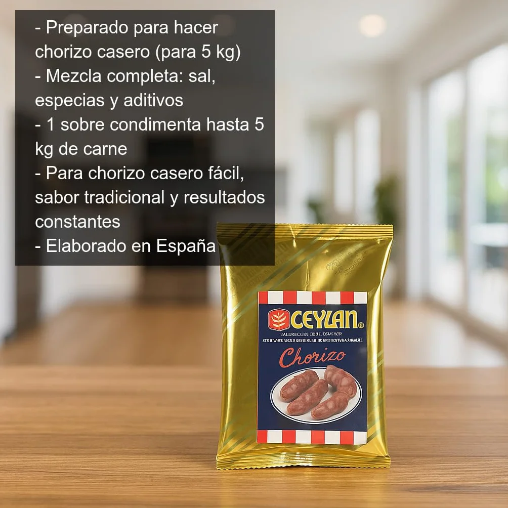 Mezcla para hacer chorizo casero 2 sobres x 5 kg Preparado de sal y especias para embutido tradicional