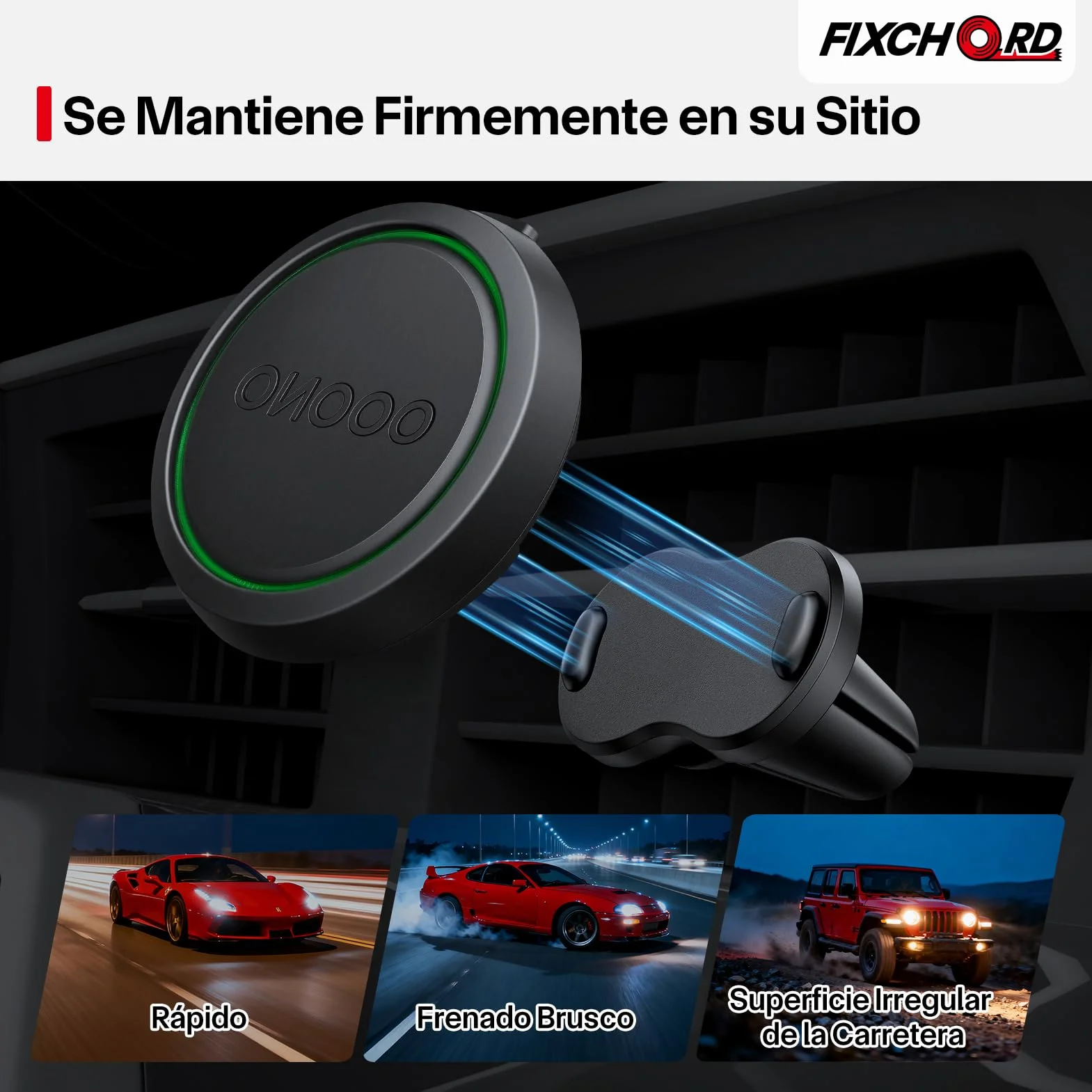 Soporte Magnético para Rejilla de Aire Acondicionado de Coche OOONO CO-Driver NO2, 1 Unidad de Soporte Magnético con Imanes Integrados Compatible con la Alarma de Radar OOONO NO2