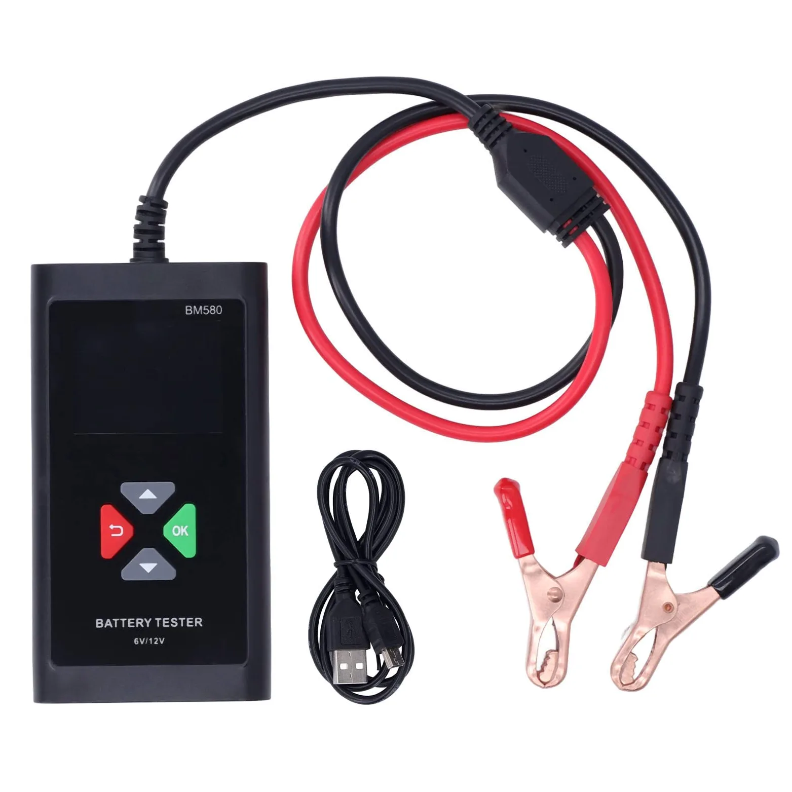 Comprobador de batería de coche 100-2000CCA, analizador de batería digital de 6 V 12 V con pantalla a color de 2,4 pulgadas para vehículos automotrices y motocicletas