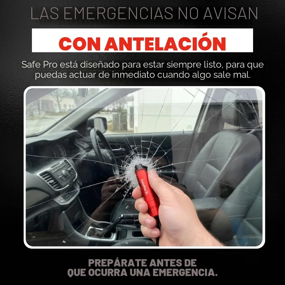 Herramienta de Escape de Emergencia SafePro X, Rompevidrios y Cortador de Cinturón de Seguridad, Herramienta Esencial de Seguridad Automotriz y Rescate de Emergencia. (Paquete de 2) (Paquete de 2)