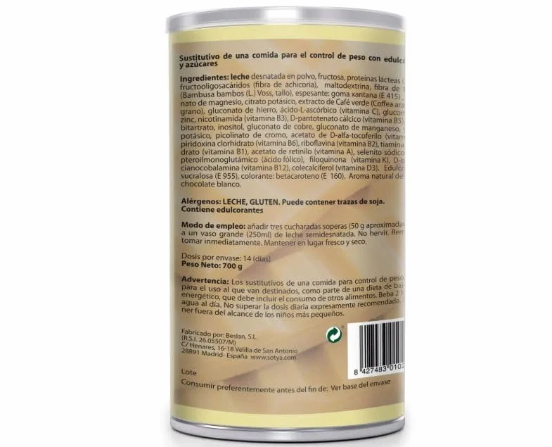 Sotya Pack Batidos Saciantes Chocolate Blanco 700g y Chocolate 600g Sustitutivos de Comida Dieta Hipocalórica Control de Peso Fibra Vitaminas Minerales