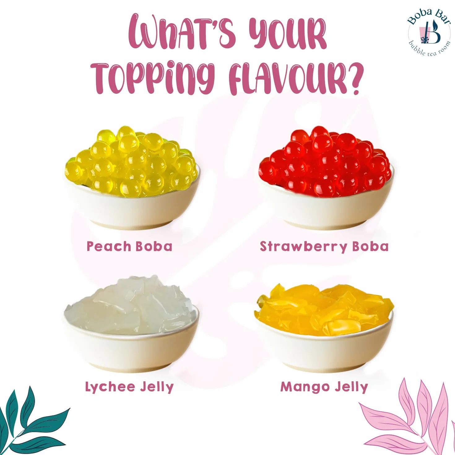 Coral Reef Kit de Té de Burbujas Mixtas 4 Porciones con Sabores de Té, Coberturas de Boba y Gelatina, Perlas de Tapioca