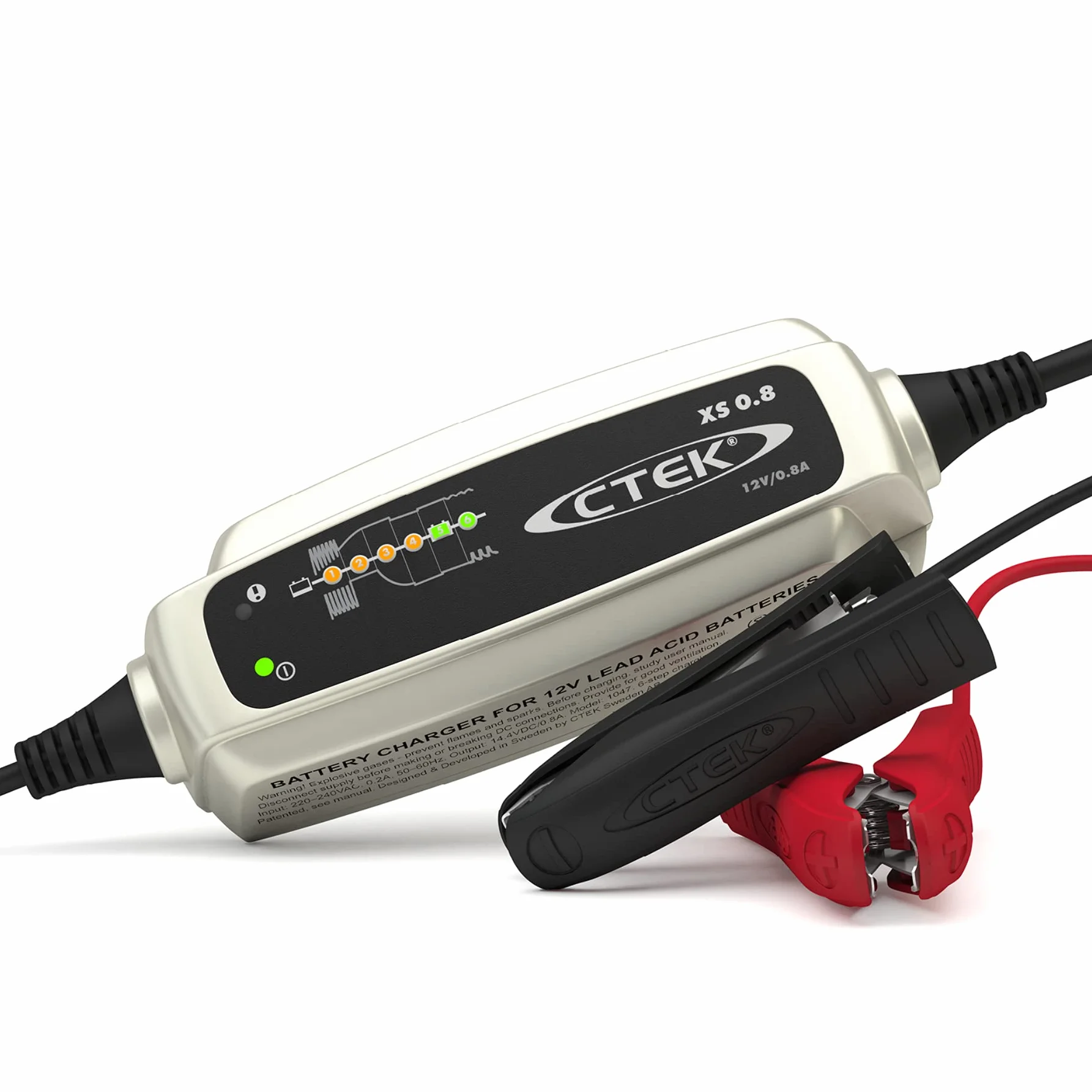 CTEK XS 0.8 Cargador Batería 12V 0.8A, Cargador Inteligente Baterias, Cargador Batería Moto, Quad, Moto De Nieve, Jetski, Moto De Agua Y Cortacésped, Mantenedor De Batería Y Desulfatador De Batería