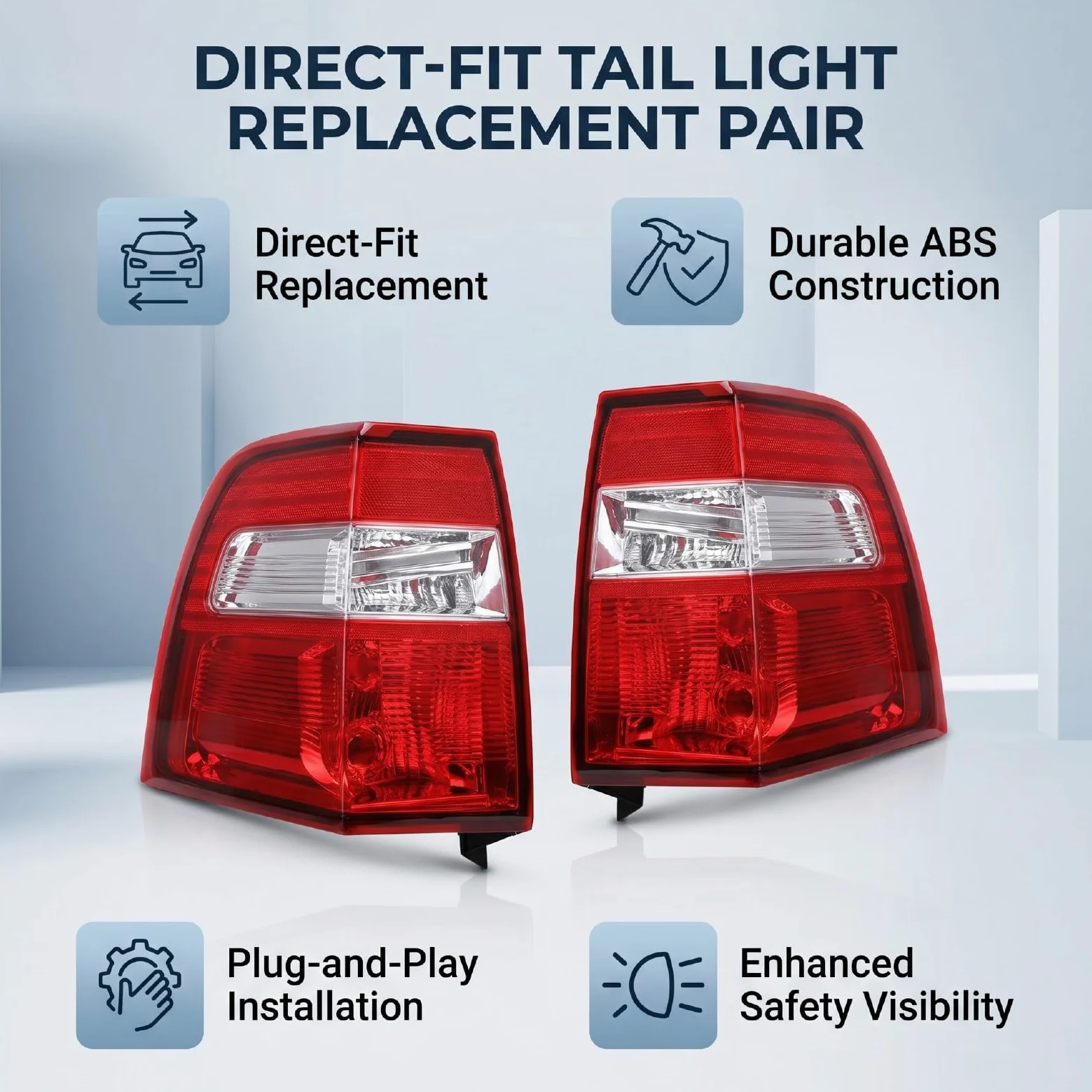 Tbest Conjunto de Luces Traseras Izquierda y Derecha, Pilotos Traseros con Conectores Estándar, par for Reemplazo de Luz Trasera