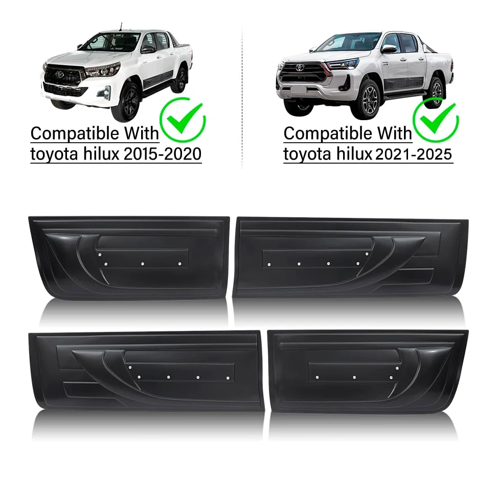Panel Lateral para Toyota Hilux 2015-2024 Hilux AN110 AN120 AN130 Invincible X GR Sport Invincible 4 x 4 Paneles Laterales Negro Mate moldura de 4 Piezas