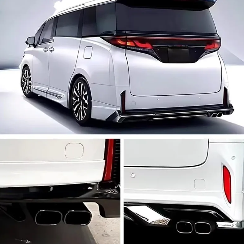 Tubo Escape Trasero Para 2024 Para Toyota Para Alphard 40 Series Doble Cabezal Cuadrado Tubo Escape Acero Inoxidable Silenciador Punta Coche Puntas Escape(304 Black)