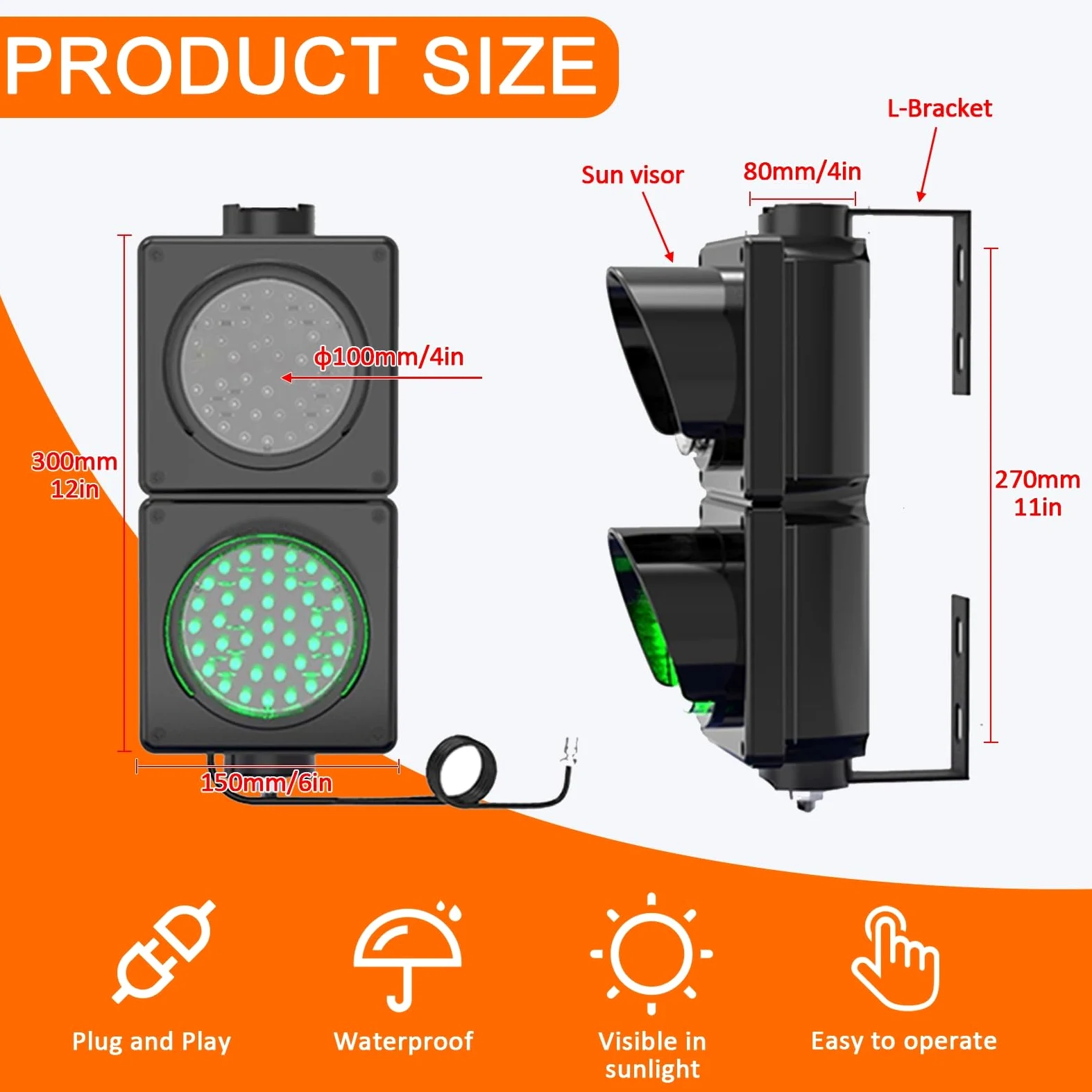 Semáforo, Luz LED de Freno de 100mm, Lámpara de Señalización Industrial para Pared, con Control Remoto, para Logística, Puerto de Descarga, Estacionamiento, Listo para Usar
