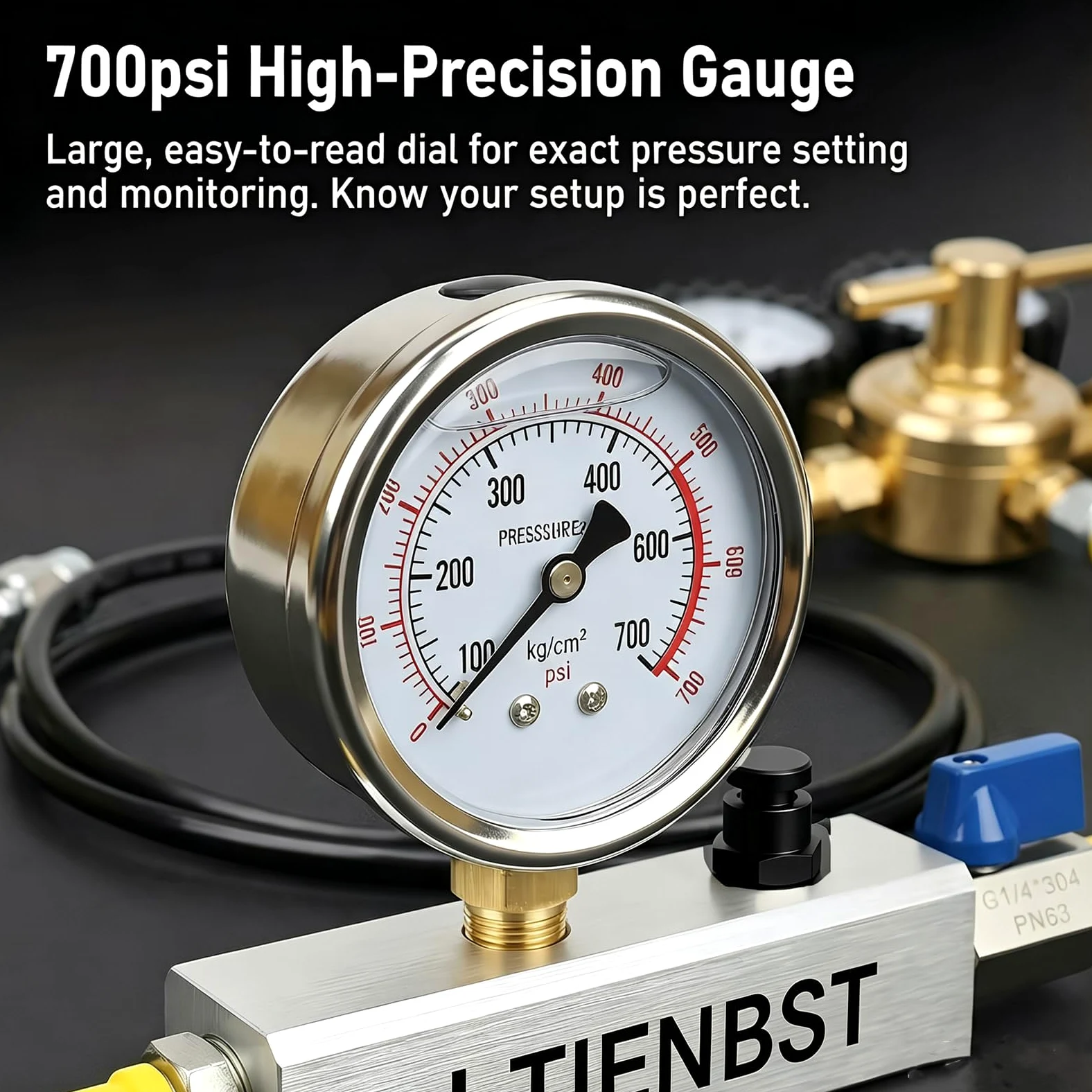 700PSI Kit Regulador de Nitrógeno Chuck Shock Fill Kit Herramienta de Prueba de Presión Compatible with ATV,UTVs,Off-Road Bike,or Cars' Shocks with Schrader Valves